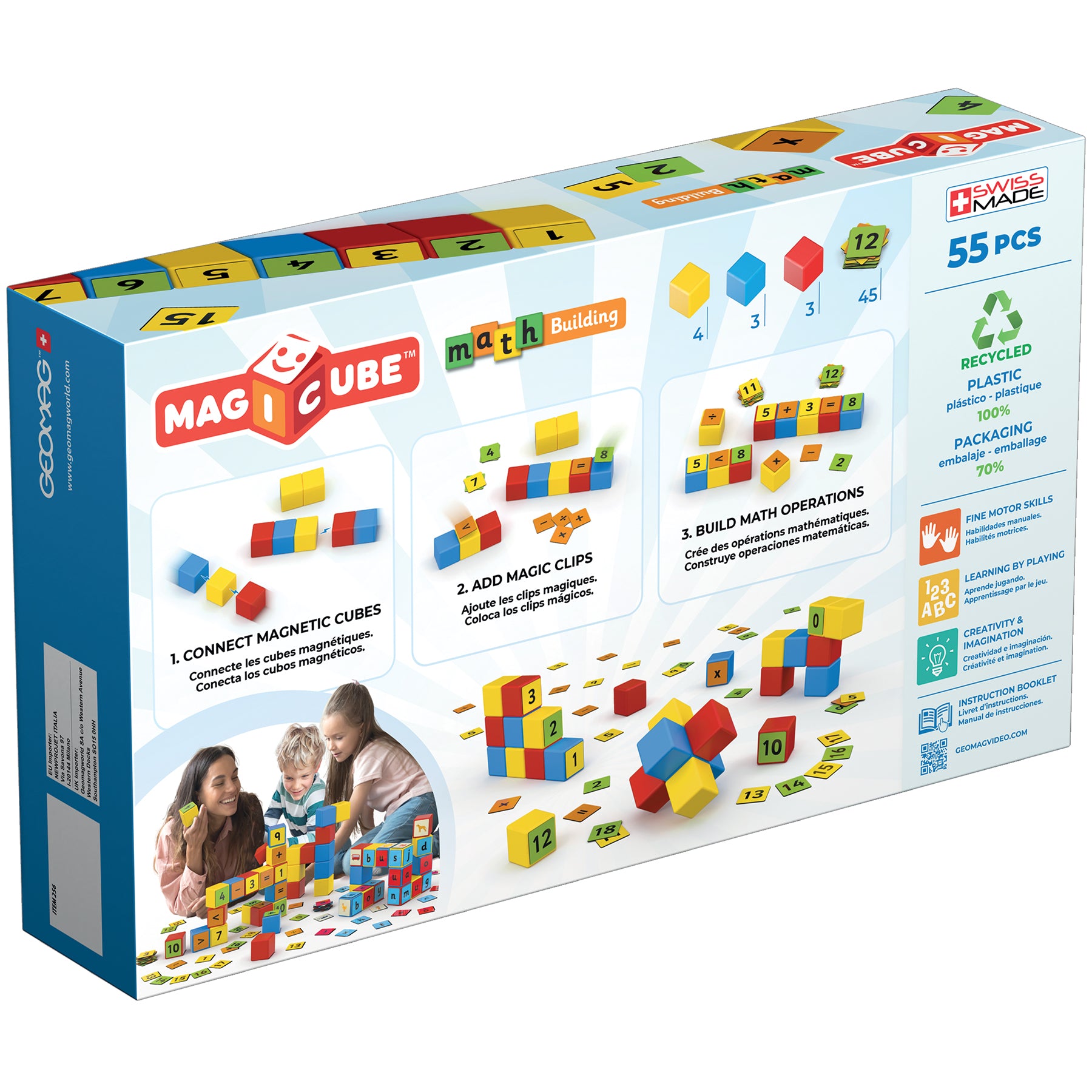 Alternative view of Geomag Magicube Math Building Set - 55 Pieces, Recycled Materials