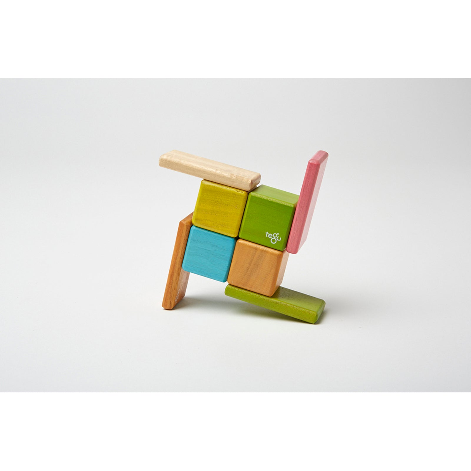 Alternative view of Tegu 8-Piece Magnetic Wooden Block Set - Pocket Pouch, Tints