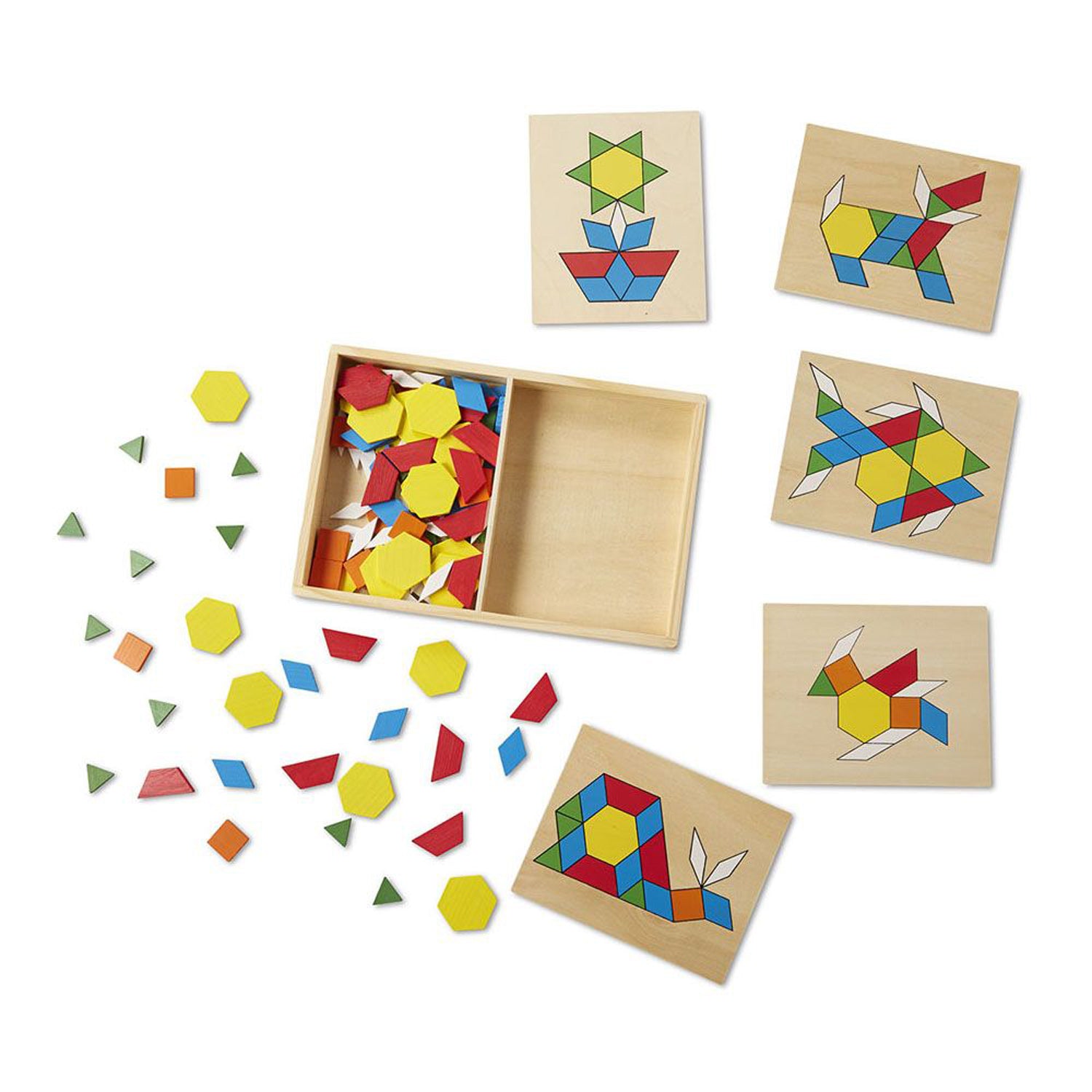 Melissa & Doug Wooden Pattern Blocks & Boards - Creative Colorful Educational Toy - Image 3