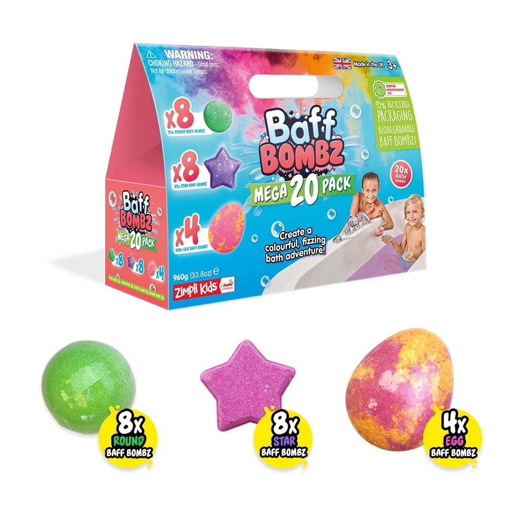 Zimpli Kids 20x Bath Bombs Gift Set: Fizzing & Colorful Bath Adventure