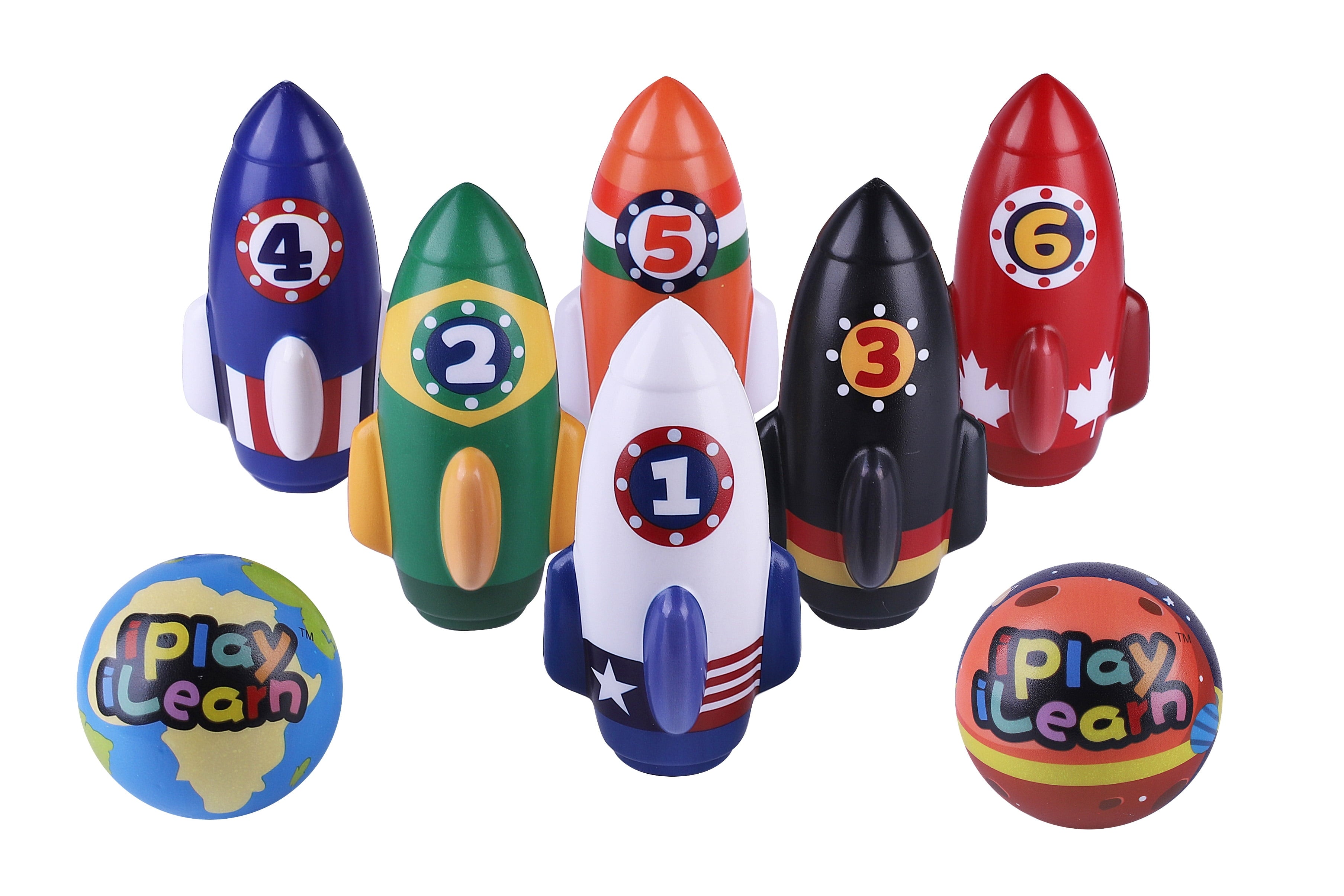 Iplay Ilearn Rocket-Themed Kids Bowling Set with Pins & Balls - Image 2