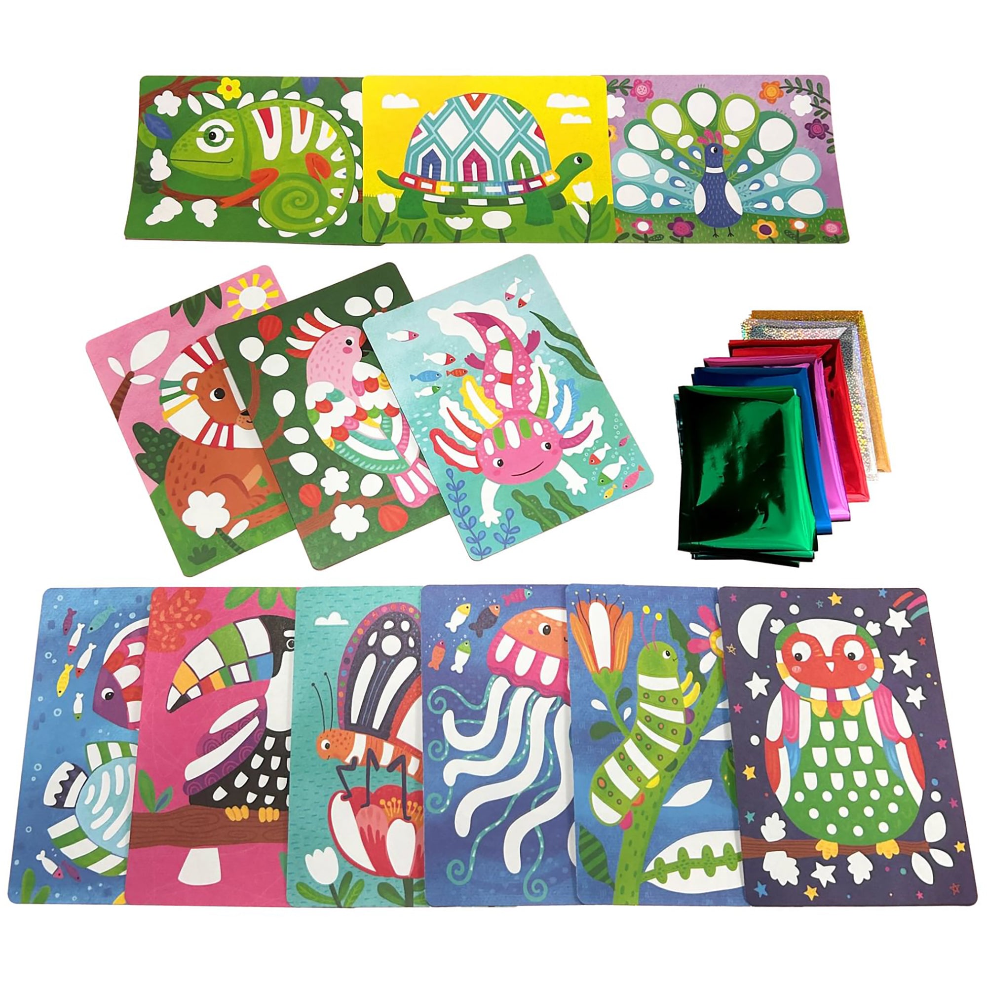 OOLY Awesome Animals Foil Art & Coloring Set - 12 Double-Sided Pages - Image 4