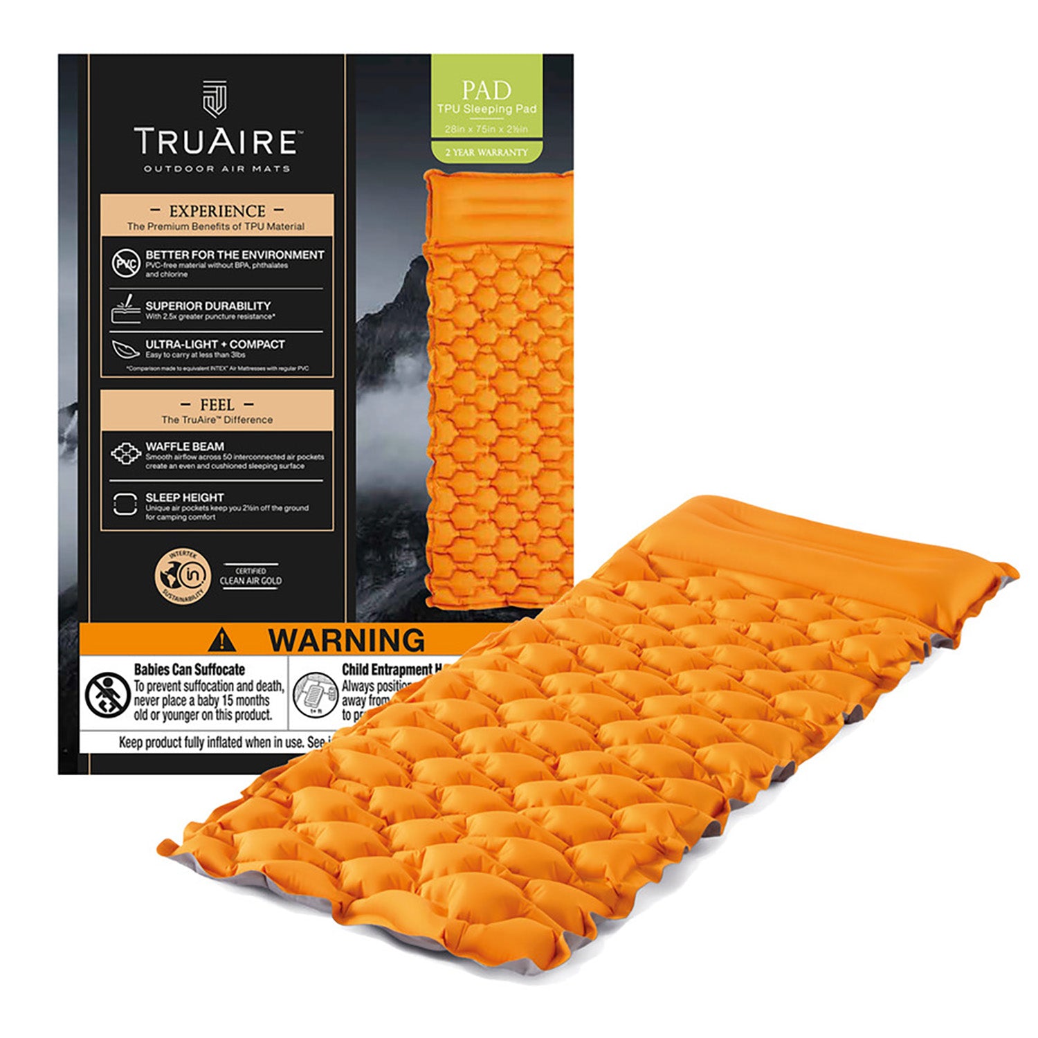 Alternative view of Intex TruAire 4.5" Inflatable Sleeping Pad with Built-In Pillow