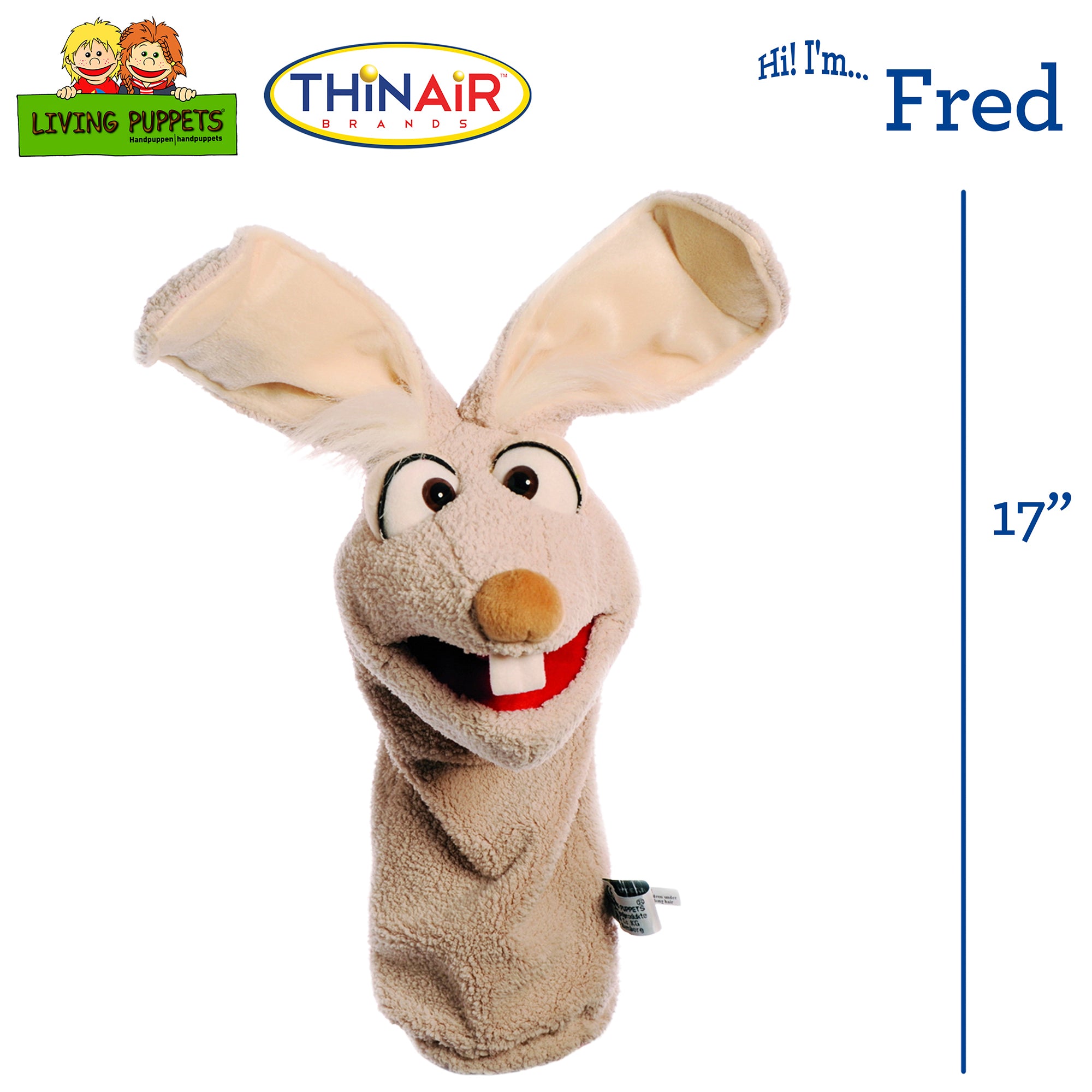 Alternative view of Living Puppets Handmade Cream Plush - Fred The Rabbit, 17" Hand Puppet