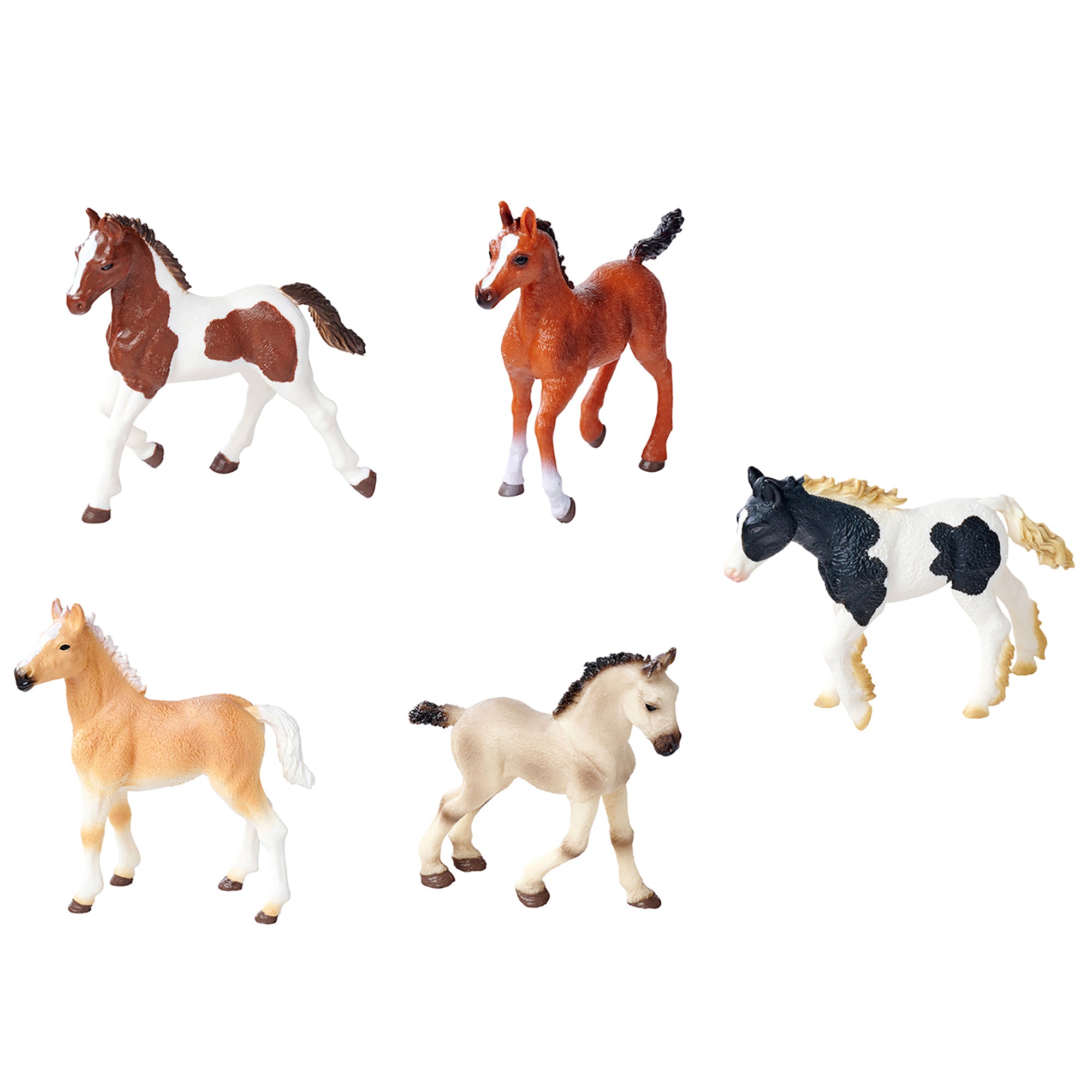 Simba Toys Foals Set 5 Horse Figurines - Realistic Collectible Toy Animals for Kids 3+