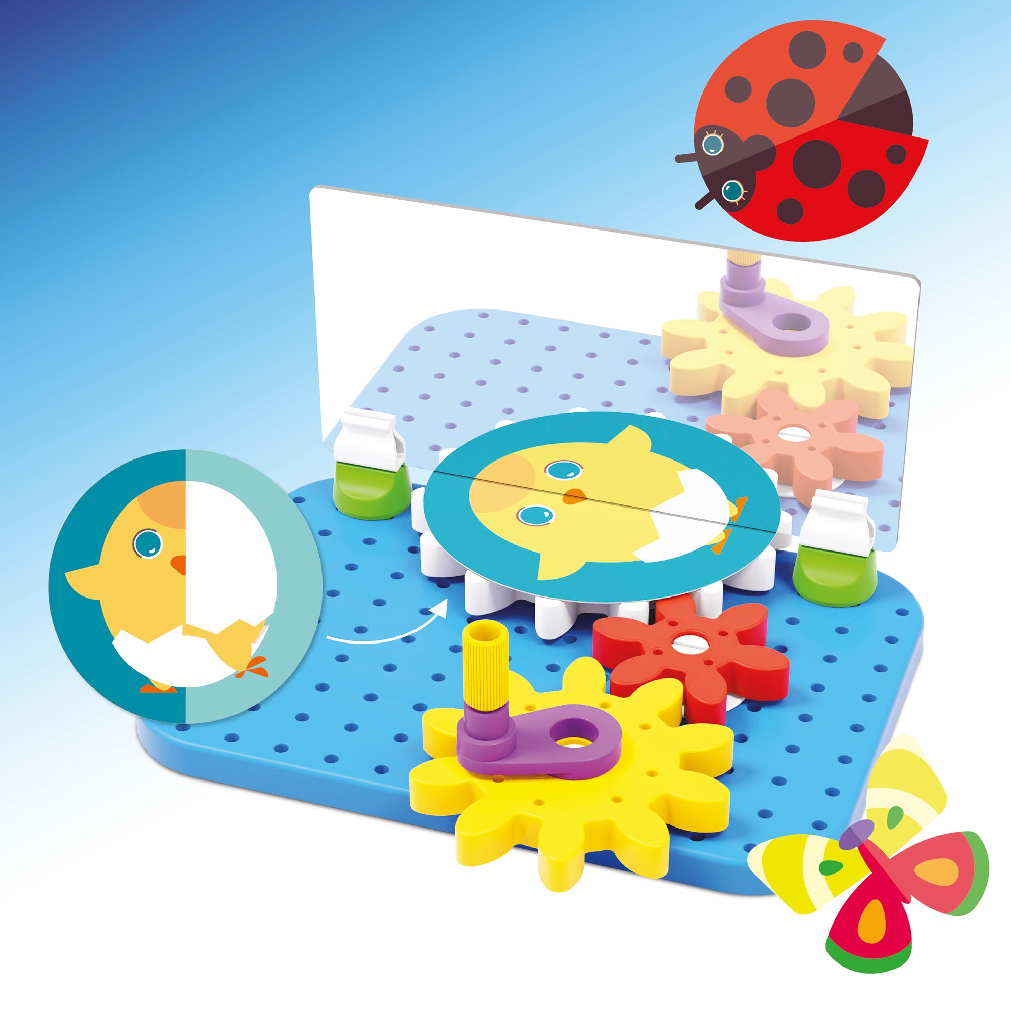 Alternative view of Quercetti Mirrorello - Interactive Gear Assembly Toy - STEM Learning for Kids 4+