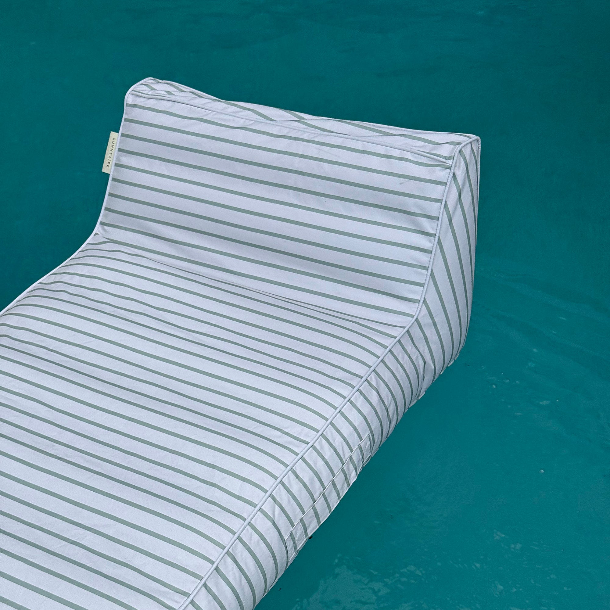 Alternative view of Sunnylife Luxe Lie-On Lounger - La Palma Sage Stripe Inflatable Pool Float