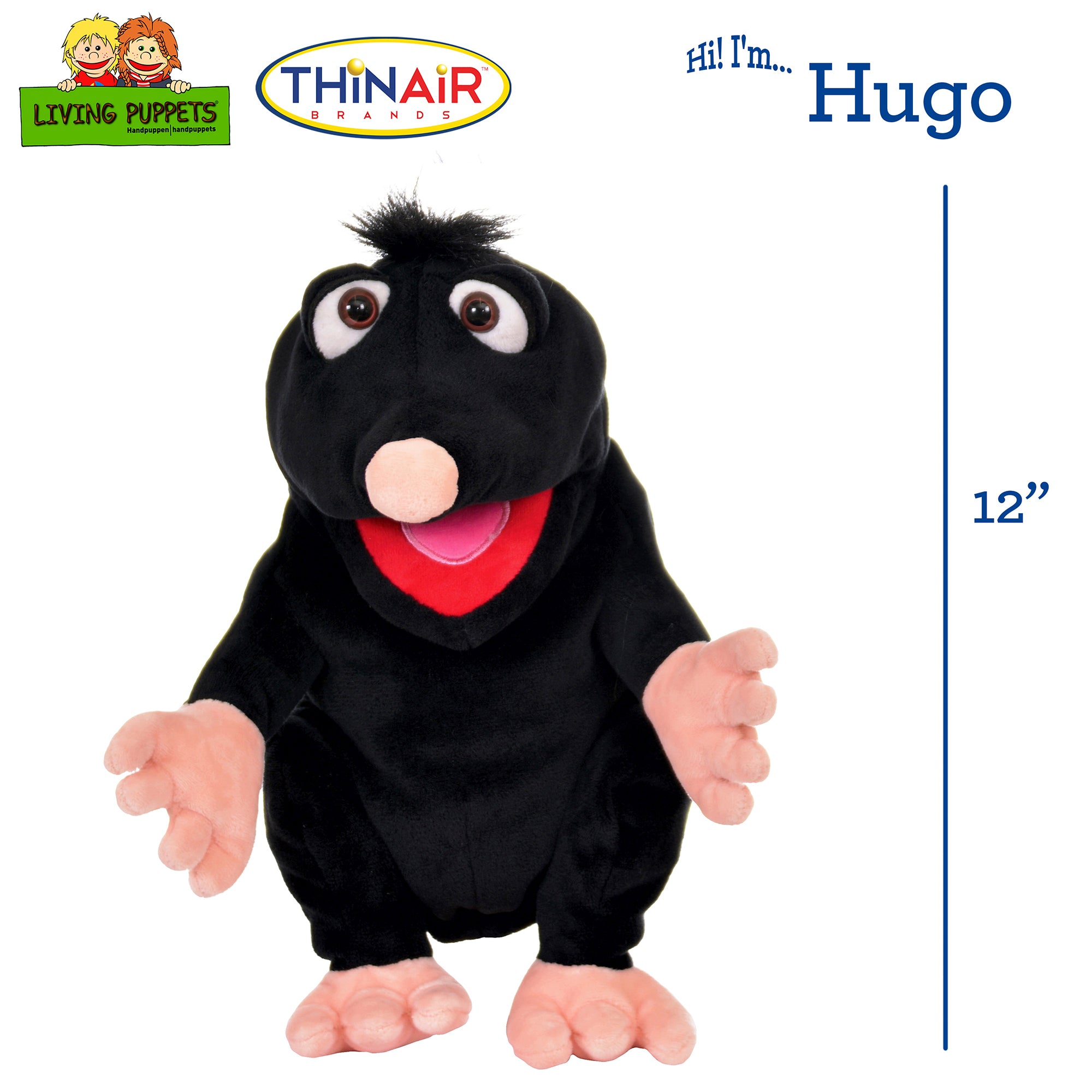 Alternative view of Living Puppets Hugo The Black Mole - 12" Hand Puppet for Creative Play