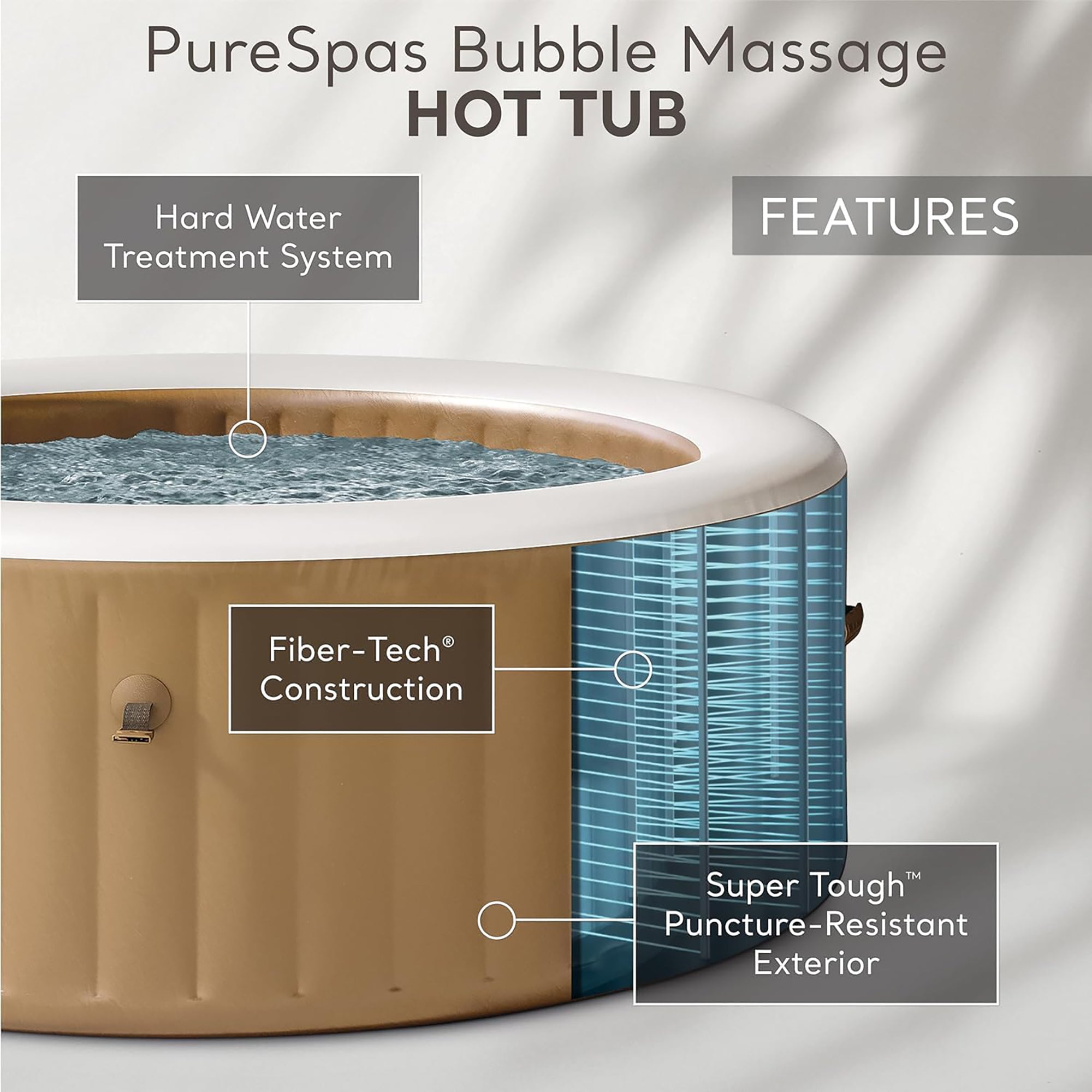 Alternative view of Intex PureSpa Sahara Tan 4-Person Inflatable Hot Tub – 77" Round with Jets
