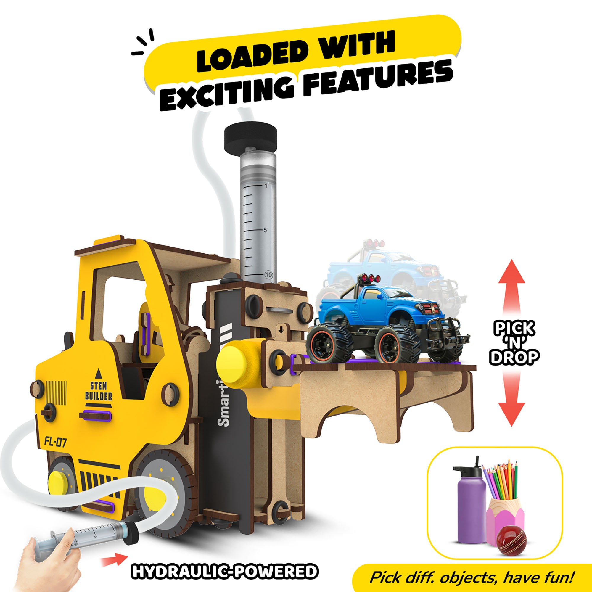Smartivity Hydraulic Forklift - STEM DIY Science Kit for Kids - Image 3