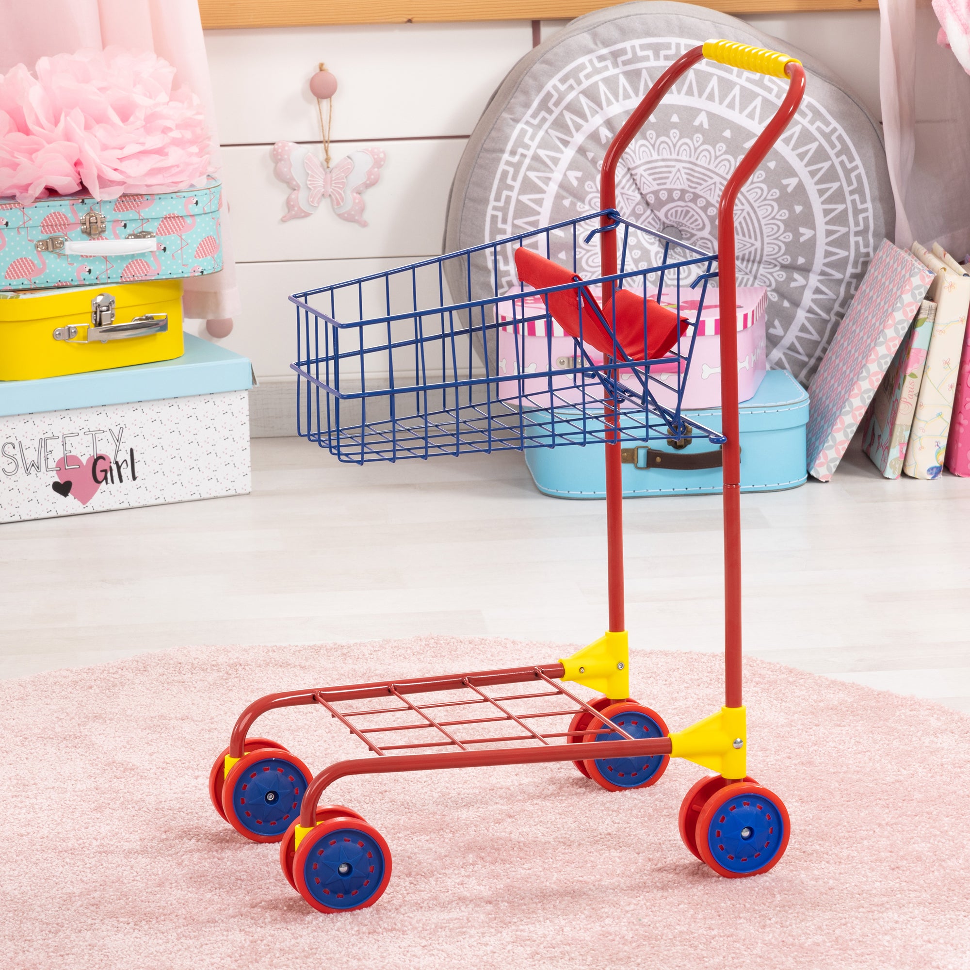Bayer Design Shopping Cart - Grey & Blue, Grocery Pretend Play Toy for Toddlers - Image 5