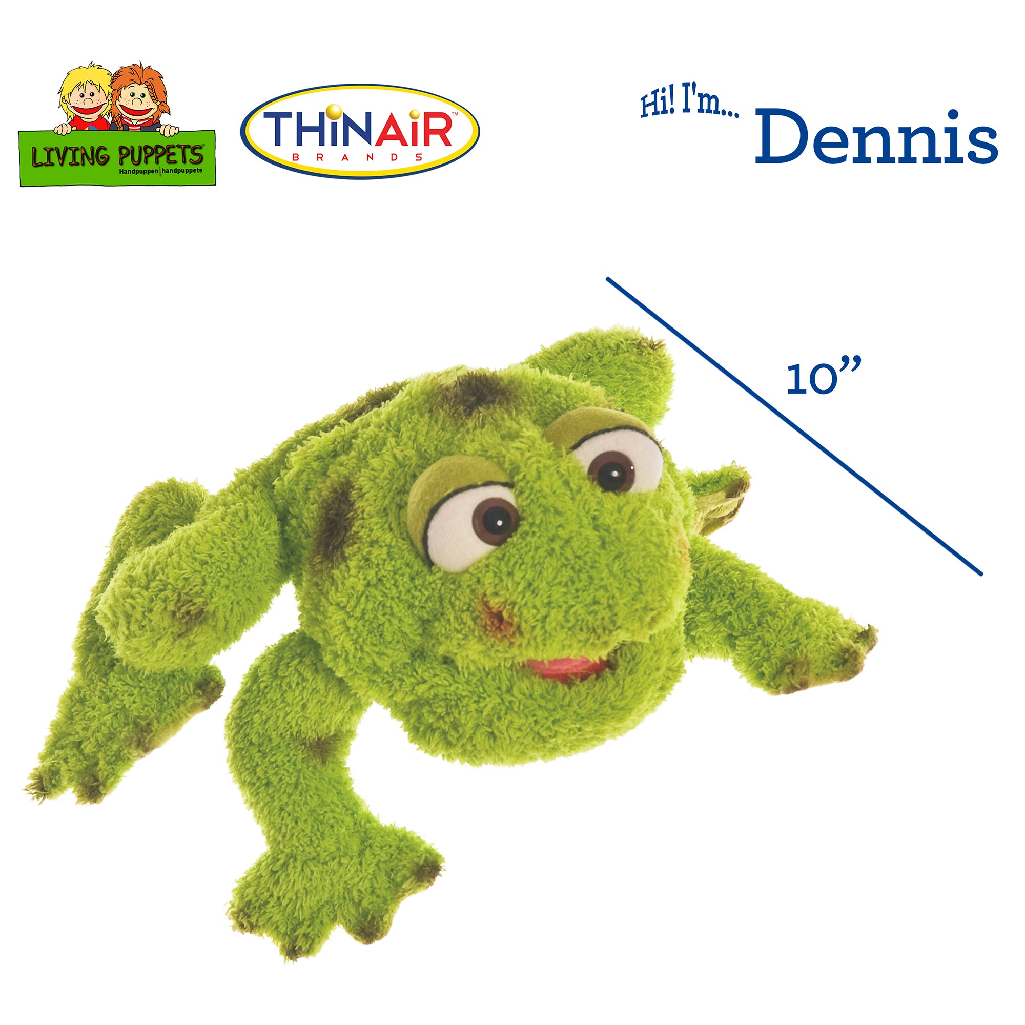Alternative view of Living Puppets Dennis The Green Frog - 10" Plush Hand Puppet