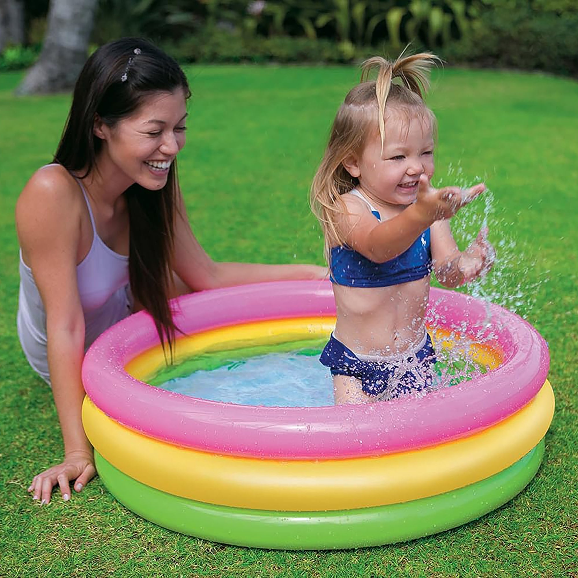 Intex Sunset Glow Baby Pool - Vibrant 3-Ring Outdoor Splash Pool for Toddlers - Image 3