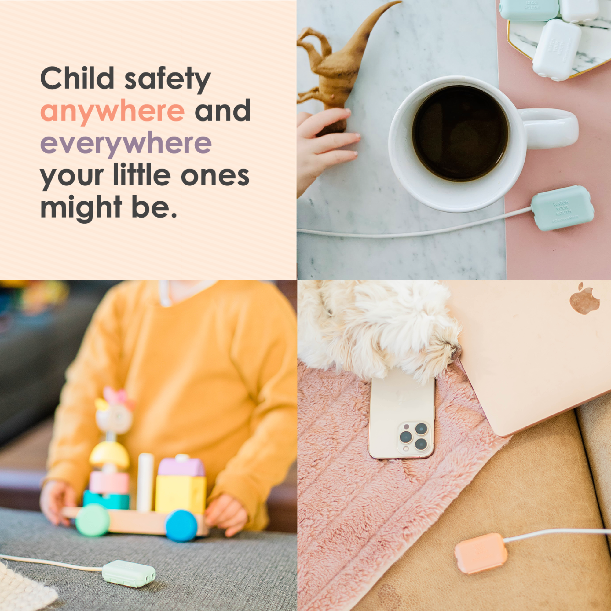 Geddy's Mom Watch Your Mouth - Baby Proofing USB Charger Cover - Dusty Aqua 6-Pack - Image 4