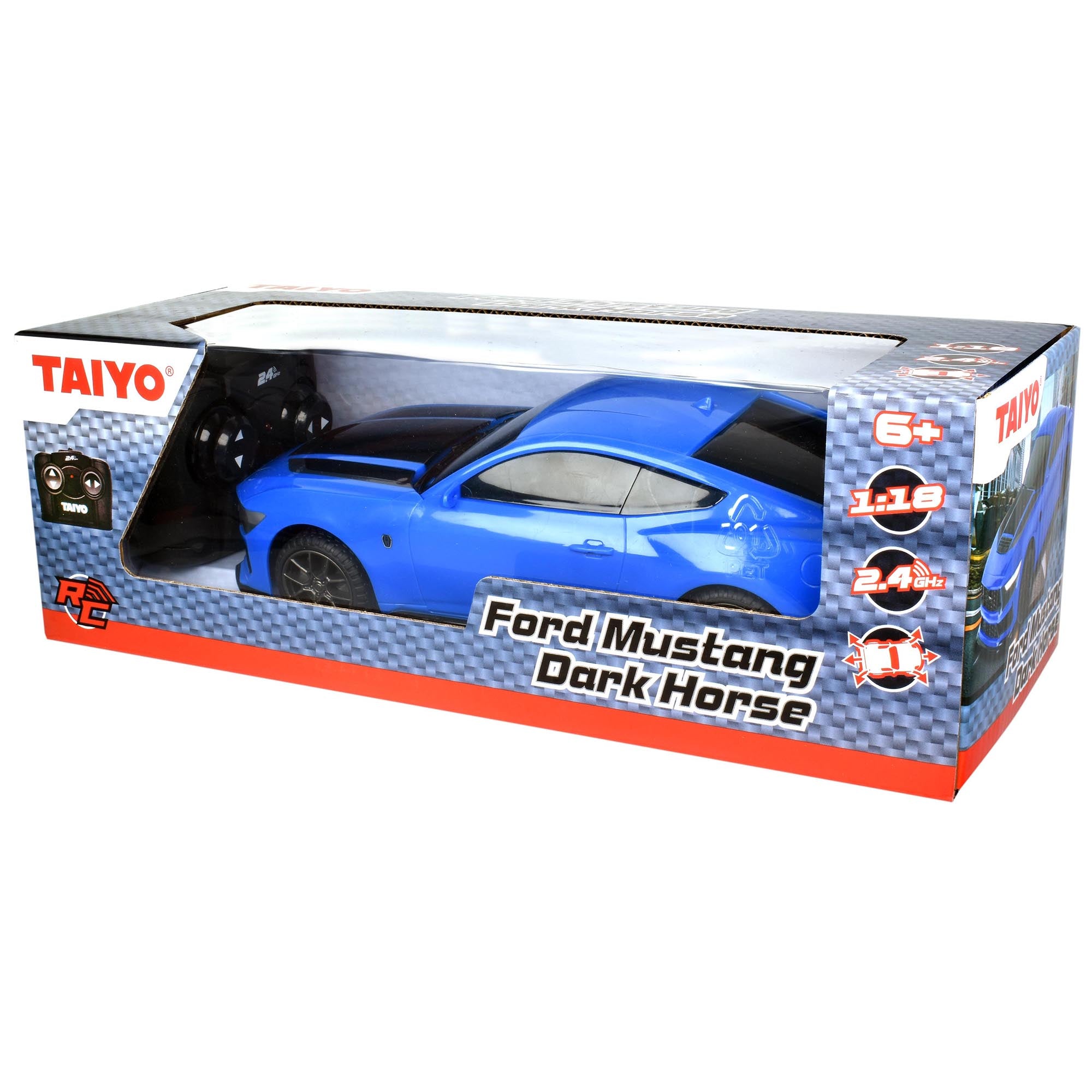Alternative view of Taiyo Mustang GTD Dark Horse RC Car - 1:18 Scale, 2.4GHz Remote, Battery