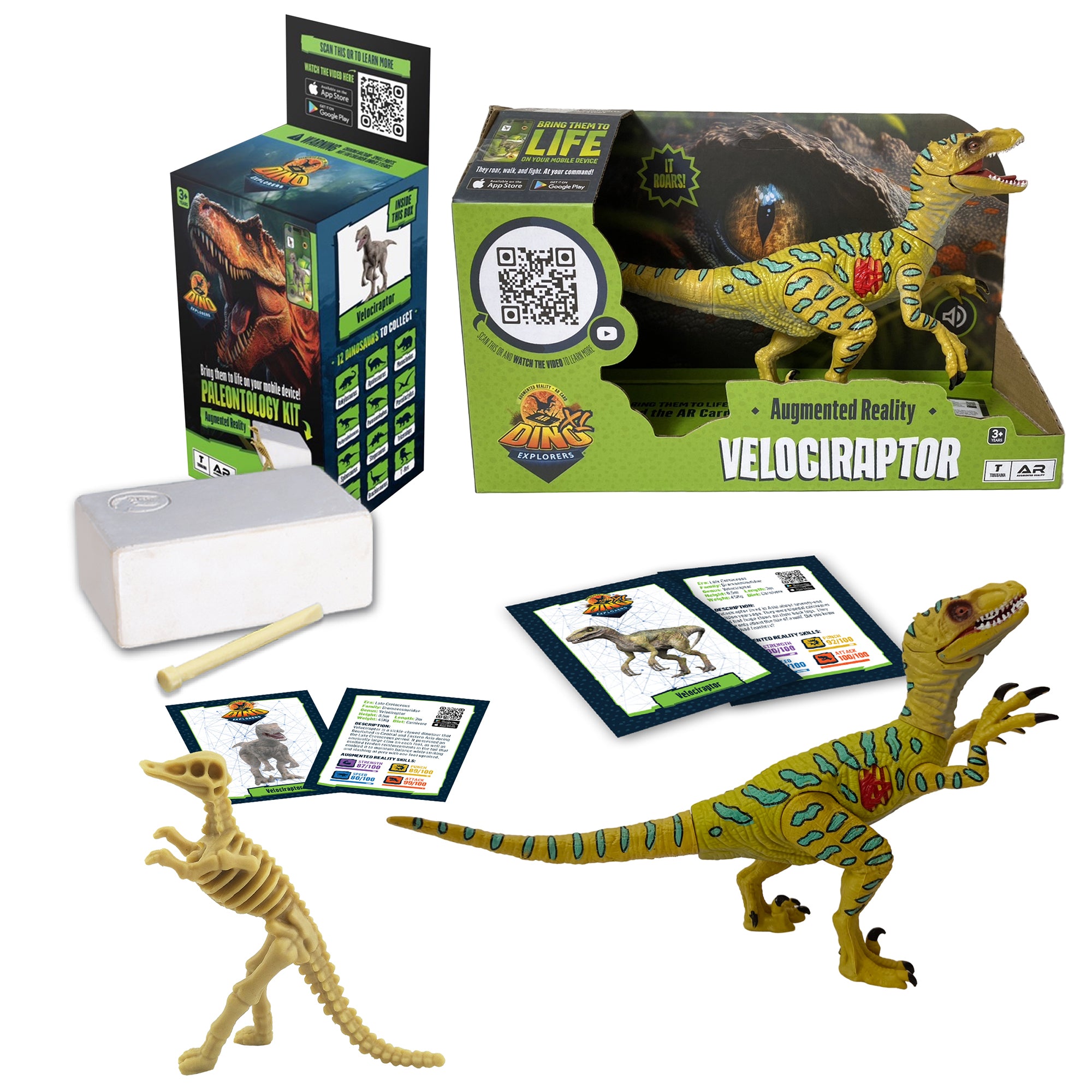 Dino Explorers: AR Dinosaur XL & Brick Combo - Velociraptor Sound Figure