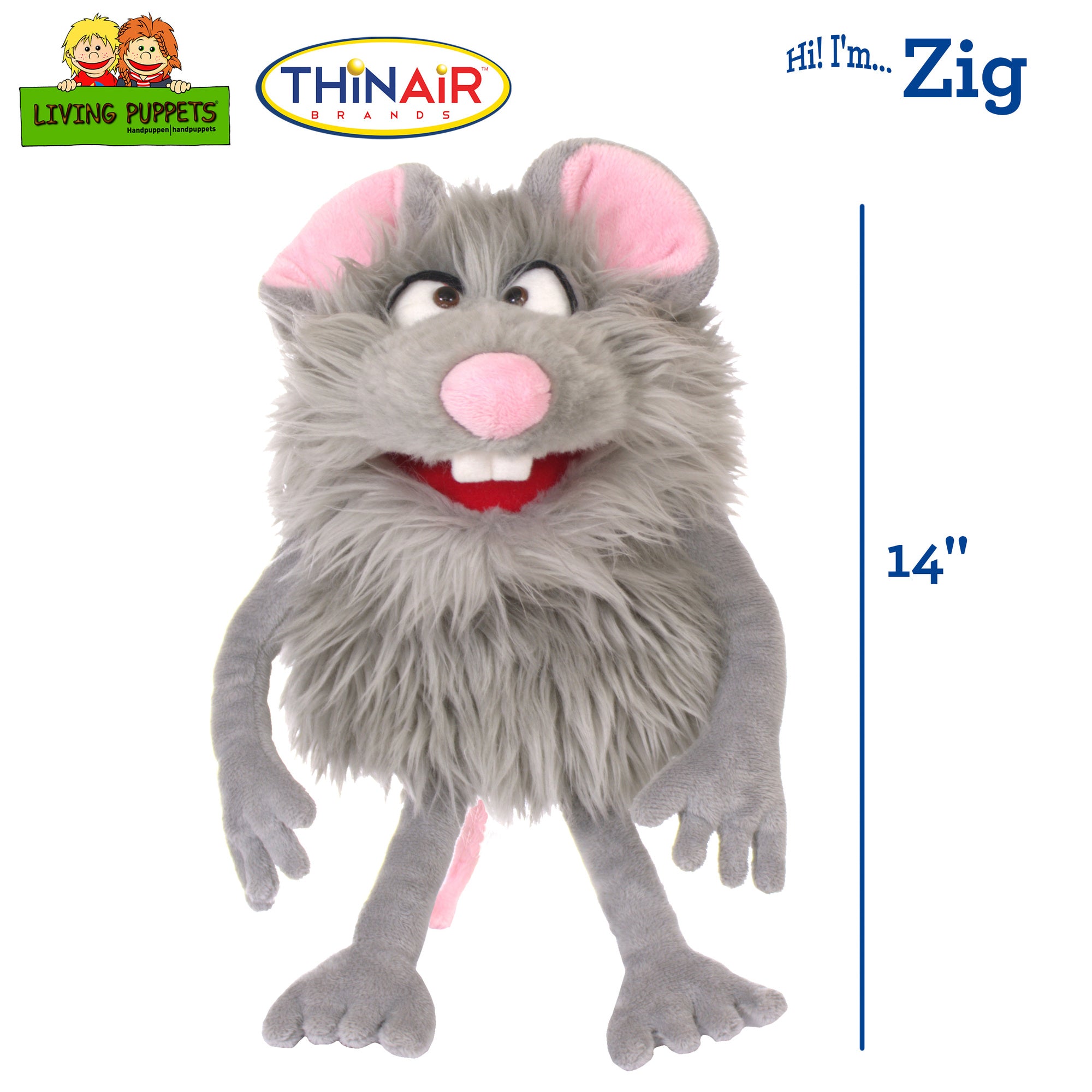 Alternative view of Living Puppets Handcrafted Zig the Friendly Monster - 14" Plush Hand Puppet