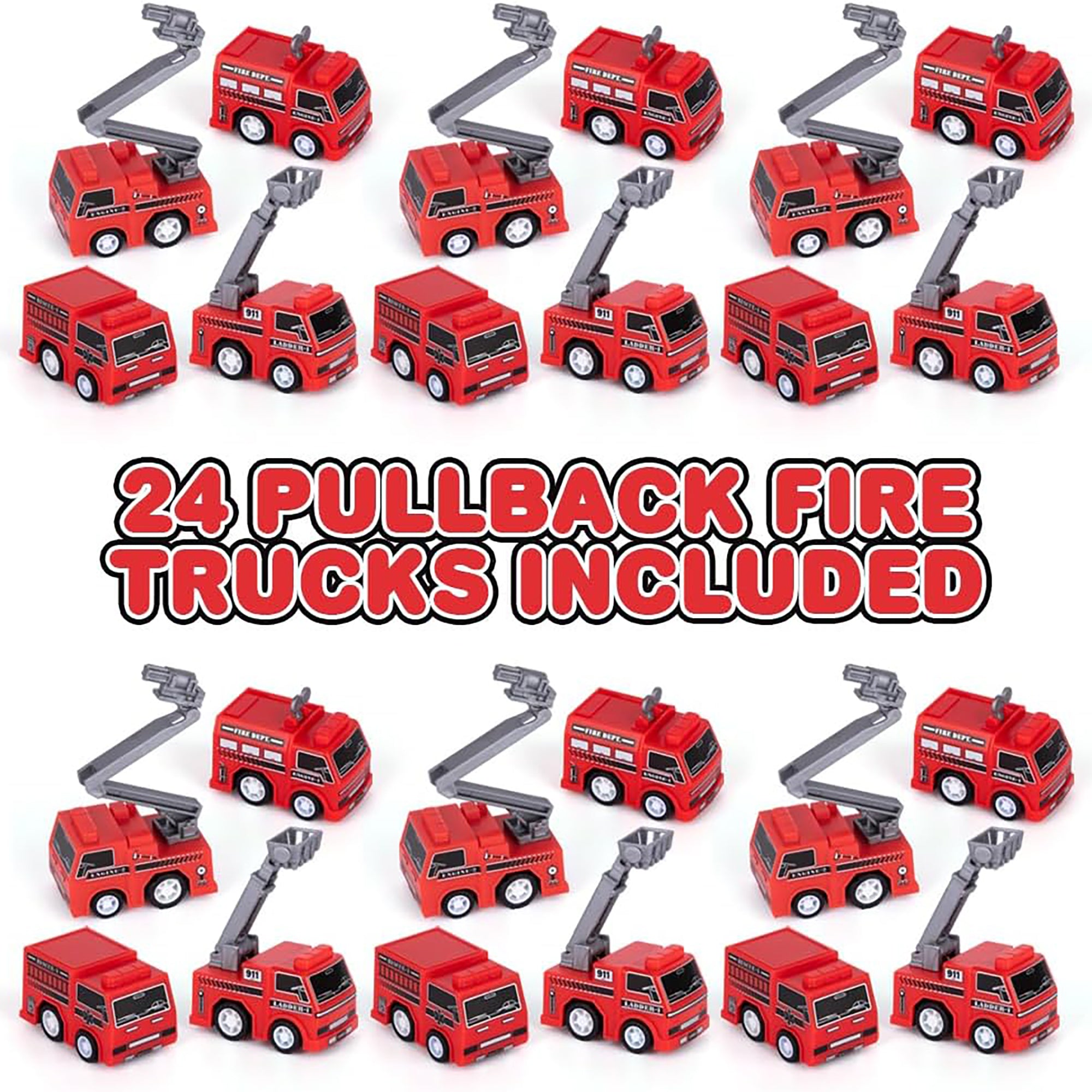 24pc Mini Fire Truck Pullback Playset