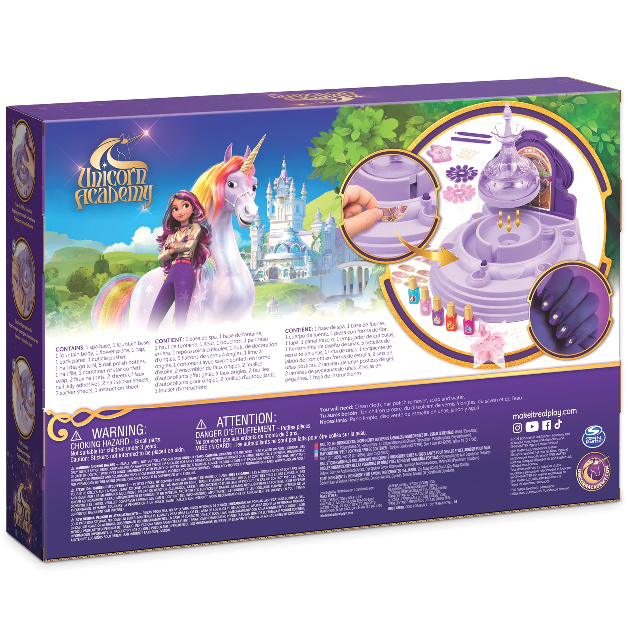 Alternative view of Make It Real Unicorn Academy Star Stables Fountain Nail Spa Kit – Bubble Soak, Polish & Glow Decals