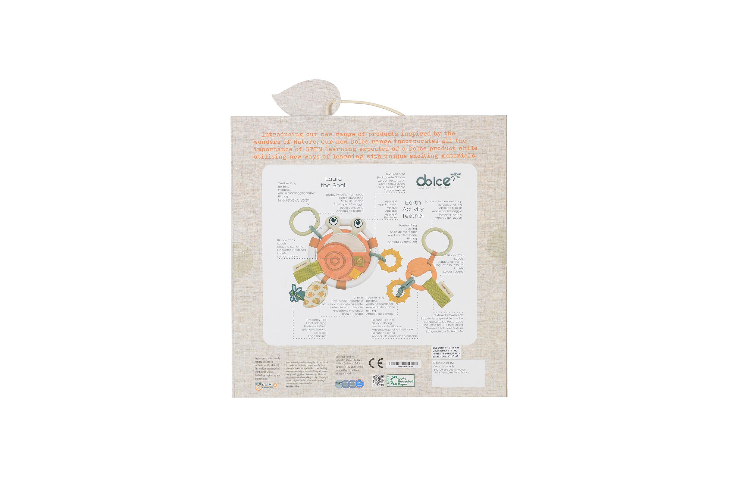 Alternative view of Dolce Laura Snail & Earth Activity Teether - Colorful and Interactive