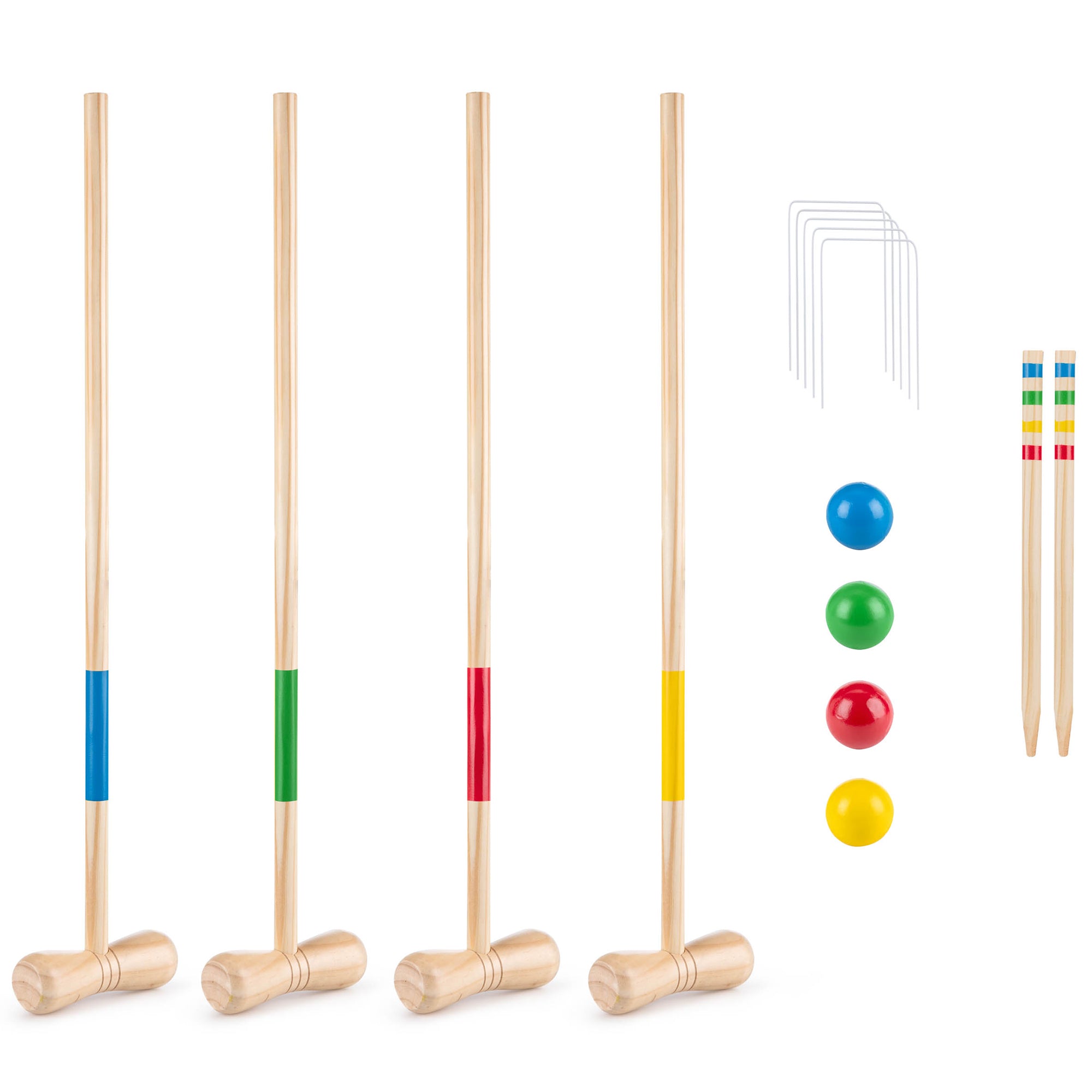 Grasshopper Games Family Croquet Set with Wooden Mallets, Balls, and Travel Bag