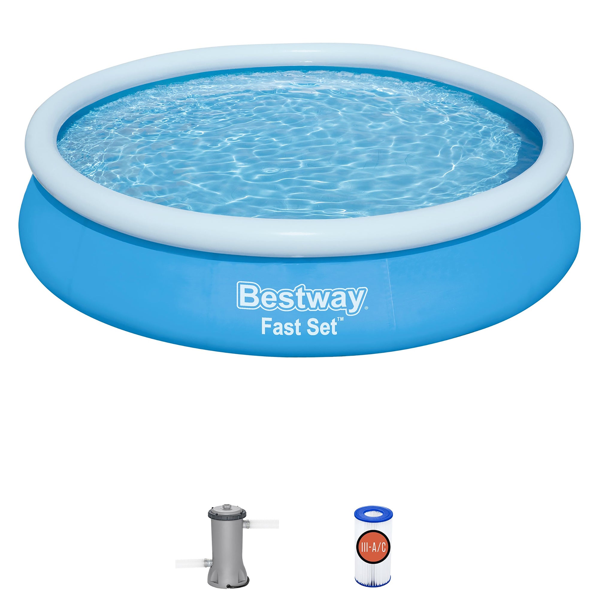 Bestway Fast Set Inflatable Pool - 12' x 30" Family Fun Blue Edition