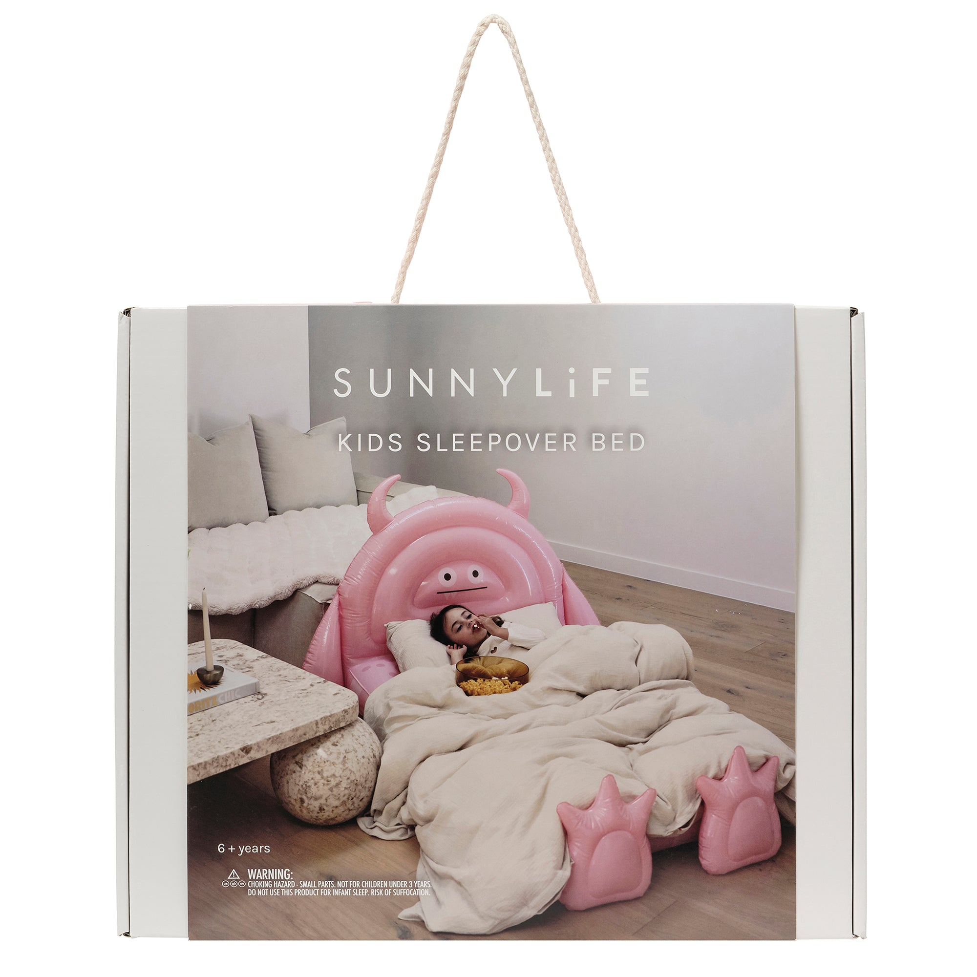 Alternative view of Sunnylife Monster Pink Kids Inflatable Sleepover Bed with Character Headboard