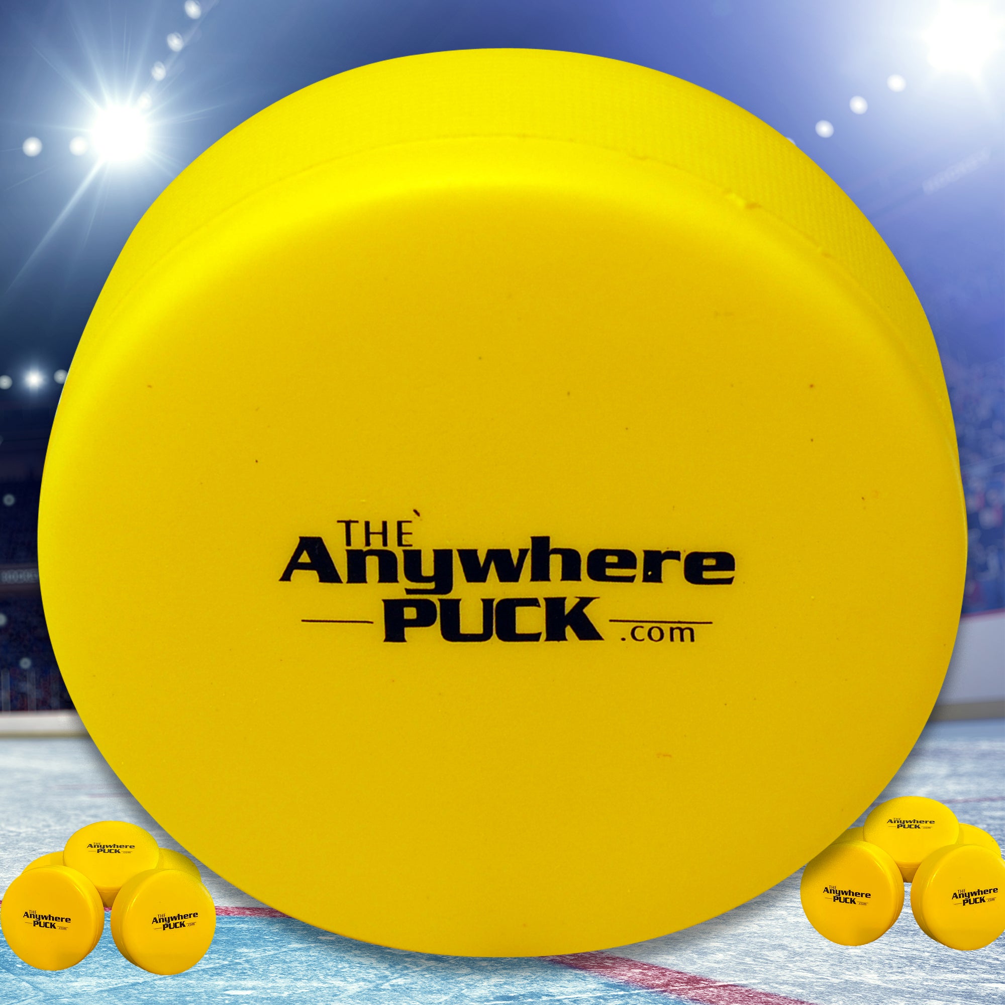 Alternative view of Anywhere Sports The Anywhere Puck 6-Pack Yellow Foam Hockey Training Set for Kids