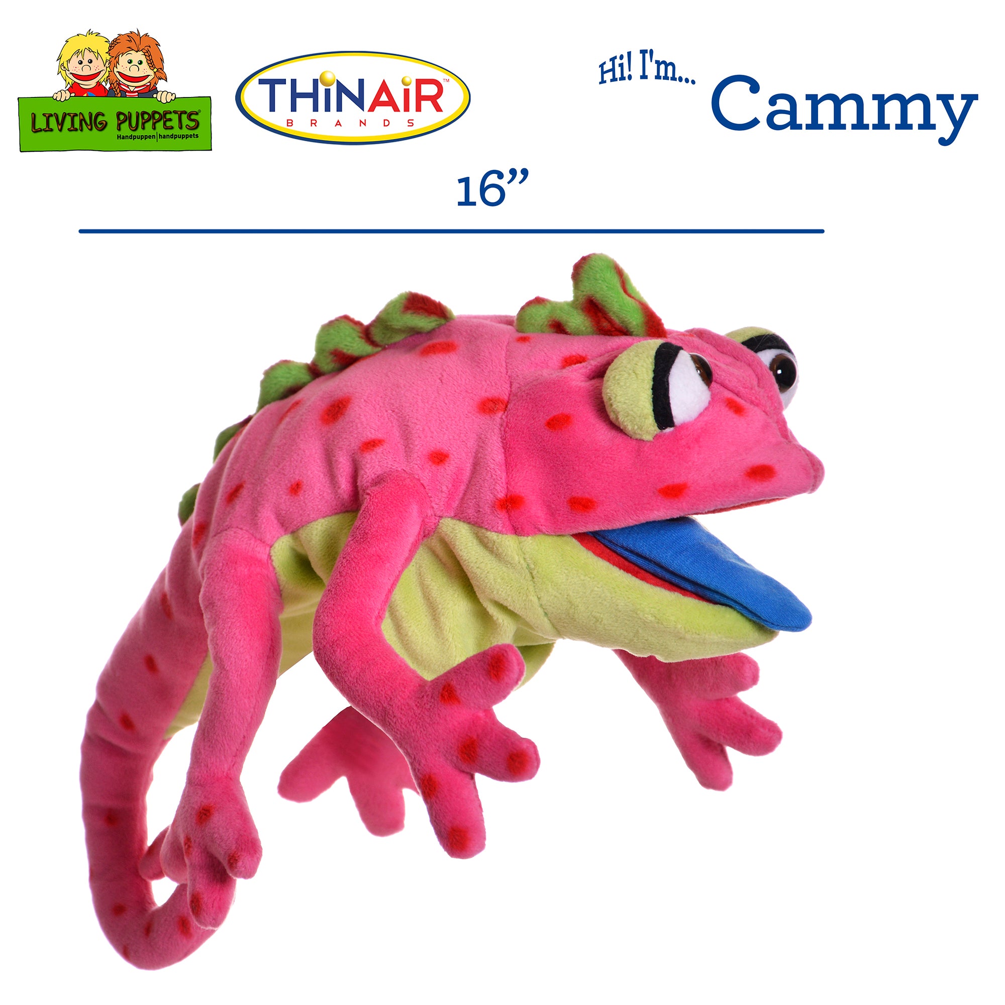 Alternative view of Living Puppets Cammy The Pink Chameleon - 16" Plush Hand Puppet