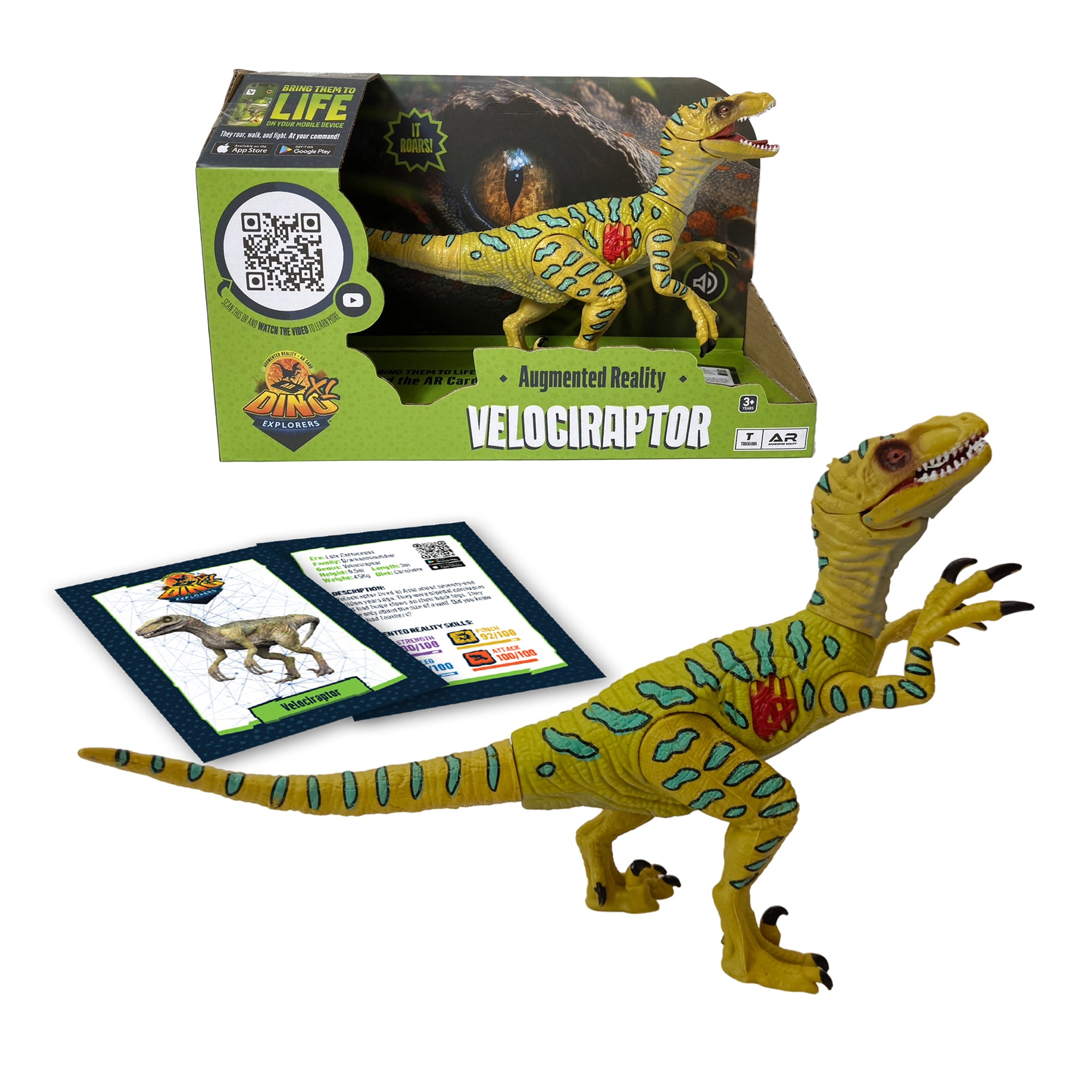 Dino Explorers: AR Dinosaur XL & Brick Combo - Velociraptor Sound Figure - Image 3