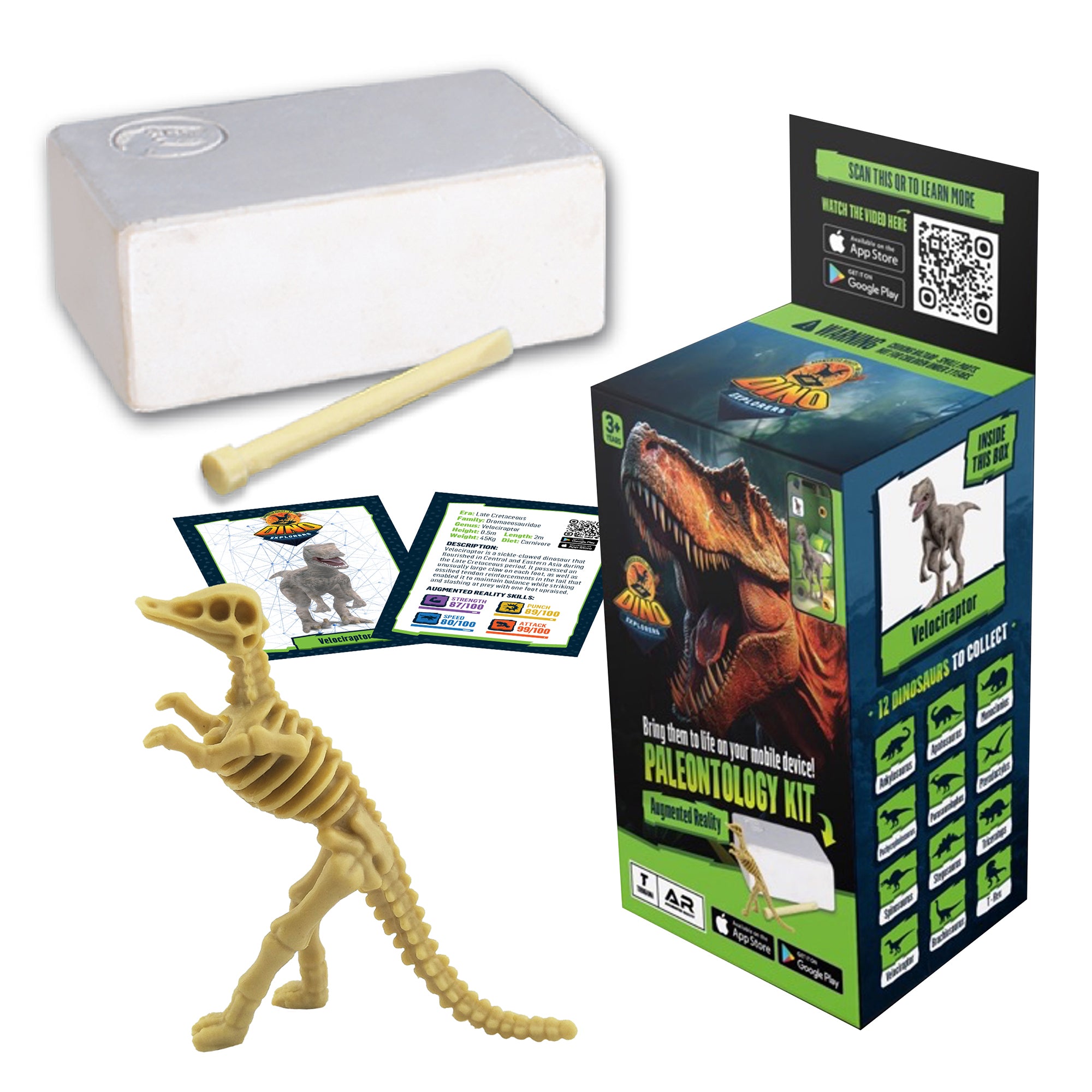 Dino Explorers: AR Dinosaur XL & Brick Combo - Velociraptor Sound Figure - Image 4