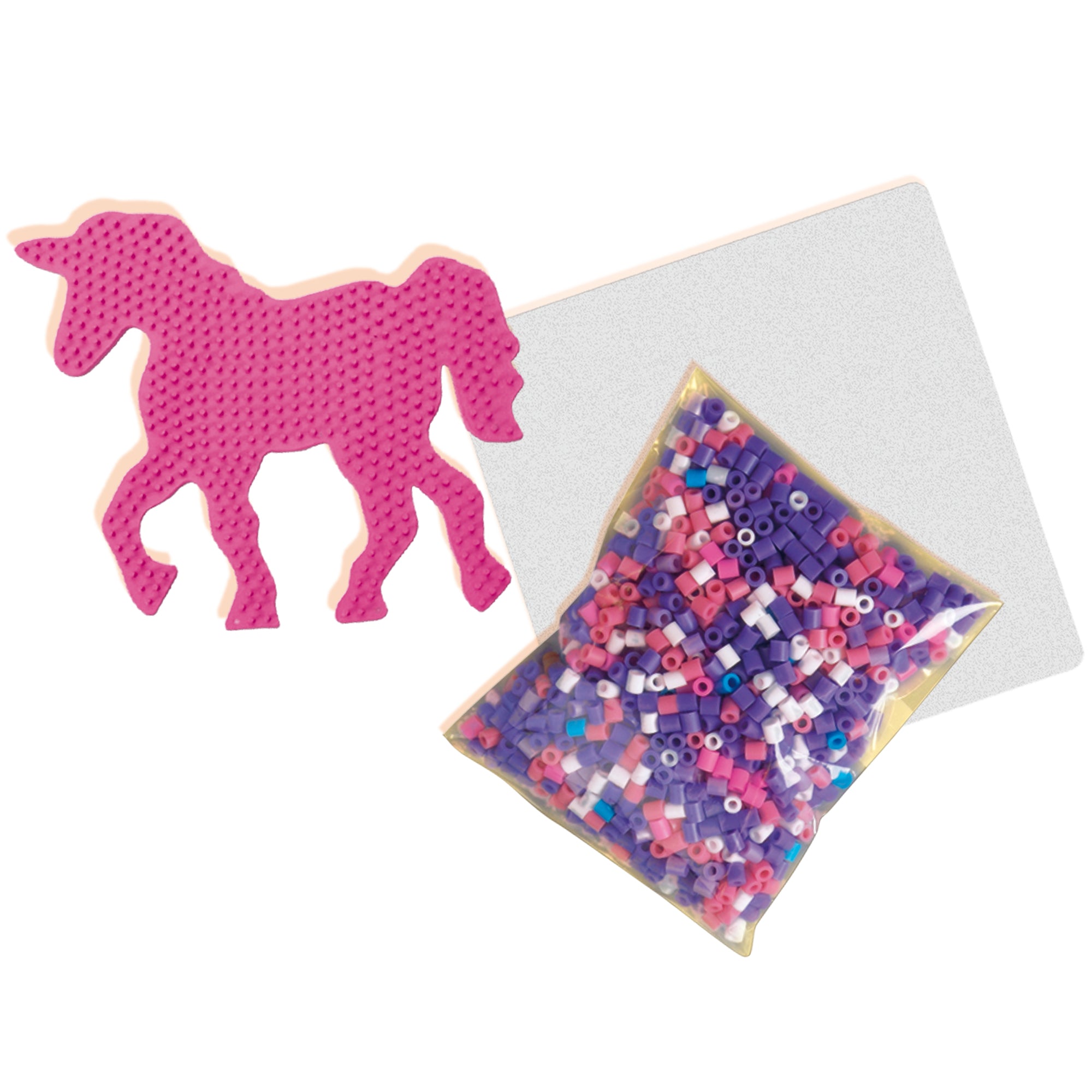 SES Creative Beedz Fantasy Horses DIY Unicorn Craft Kit - 1200 Fusible Iron-On Beads, Glow-In-The-Dark - Image 3