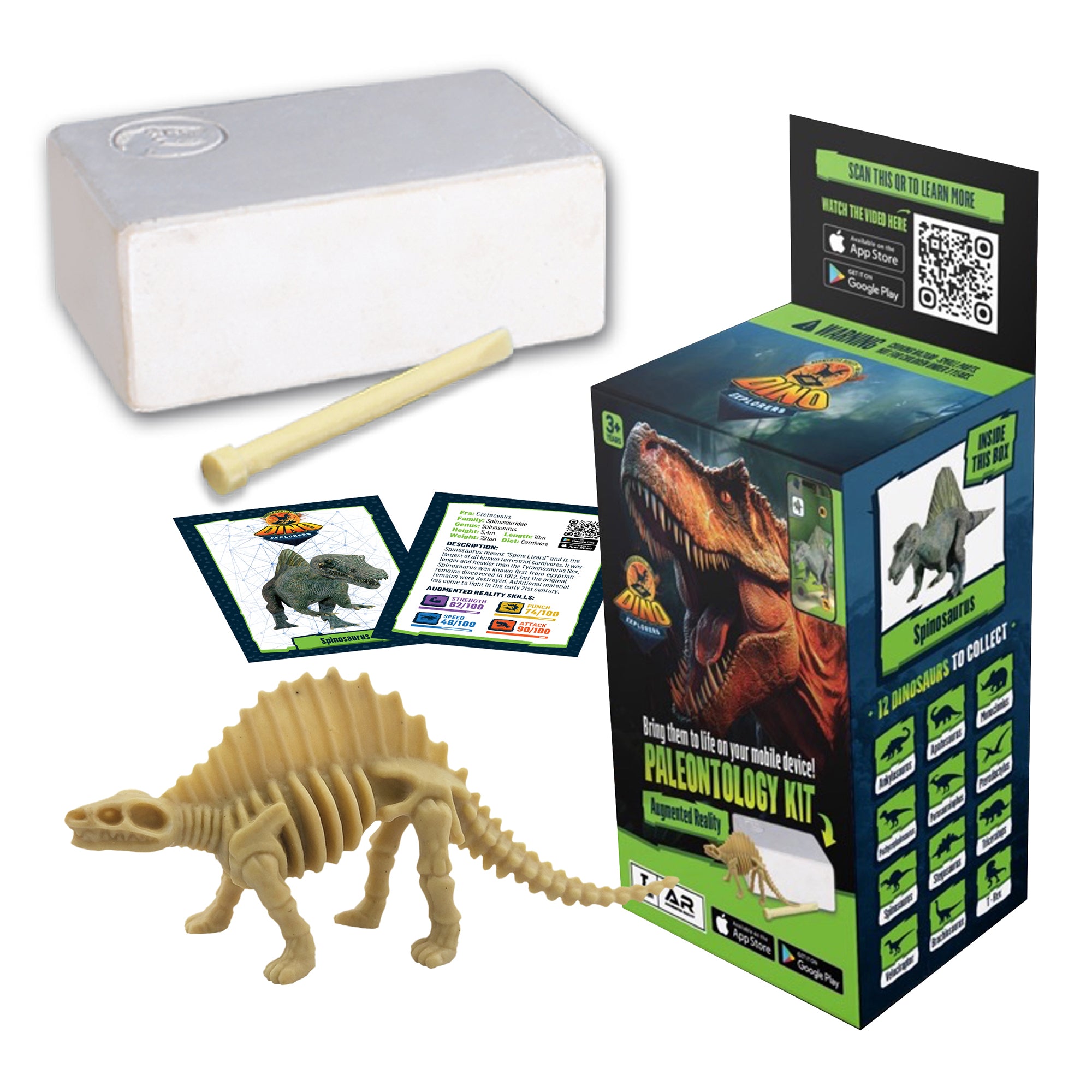 Dino Explorers: AR Dinosaur XL & Brick Combo - 10" Spinosaurus Sound Figure - Image 4