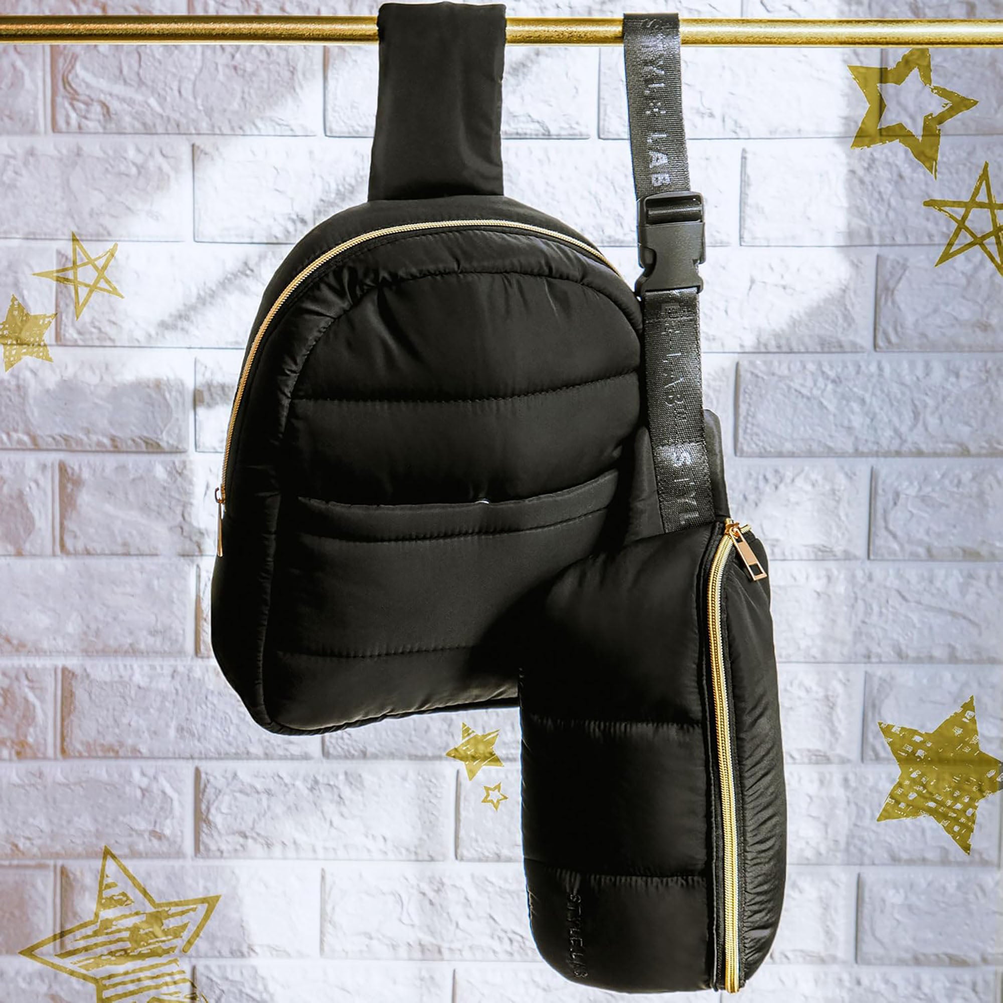 Style.Lab Bekah Puffer Feather-Light Dual Bag Set - Black - Image 2