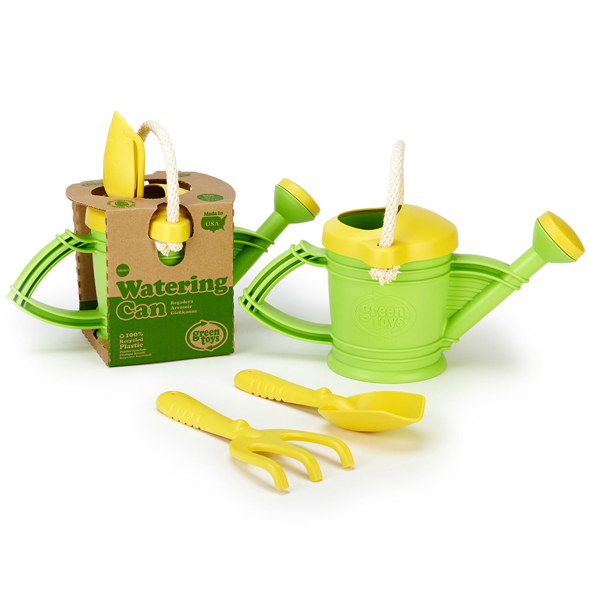 Alternative view of Green Toys - Watering Can Set - Eco-Friendly 3pc Garden Tool Kit, Hand Rake & Shovel, 18mo+