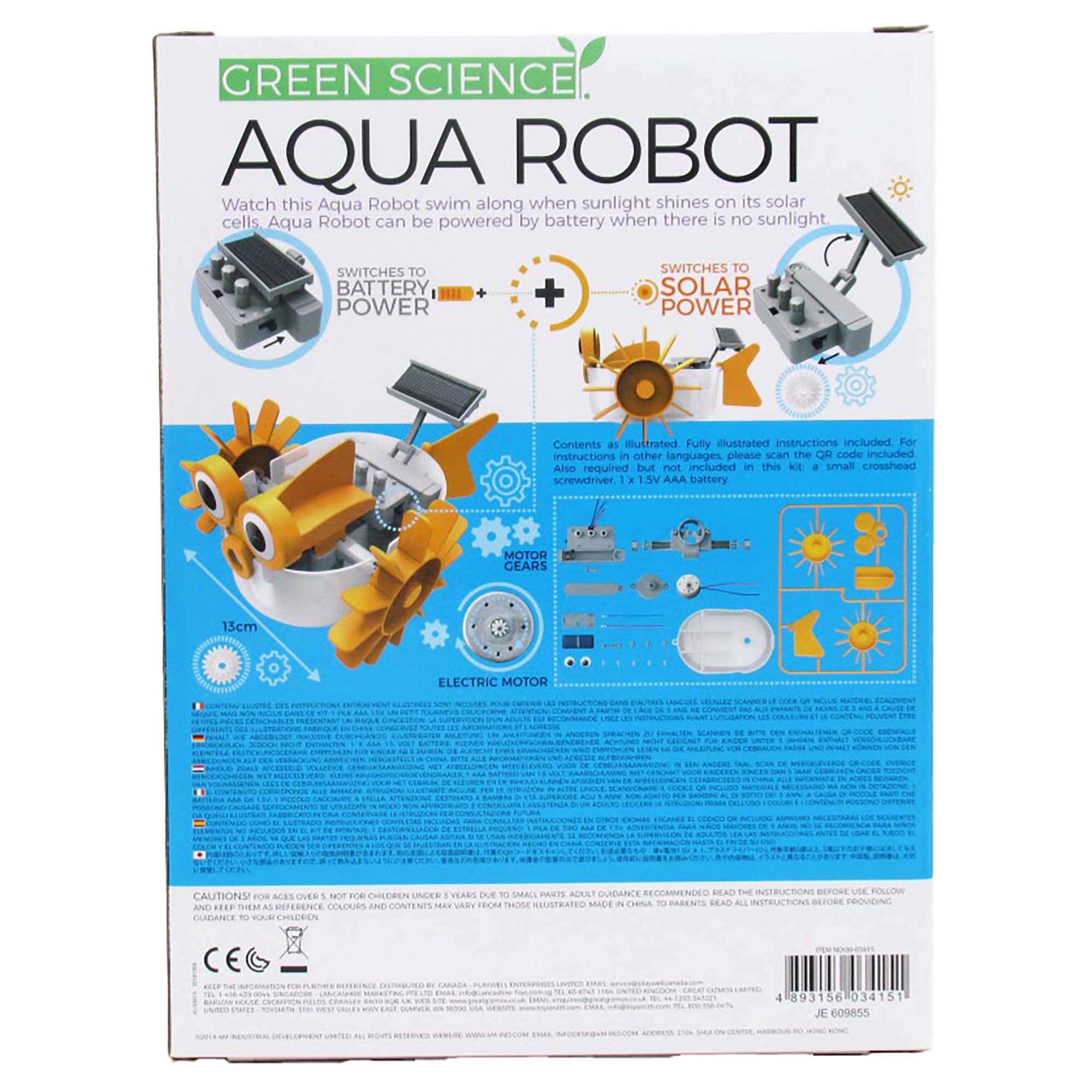 Alternative view of Green Science Aqua Robot Hybrid Power Swimming Robot Kit