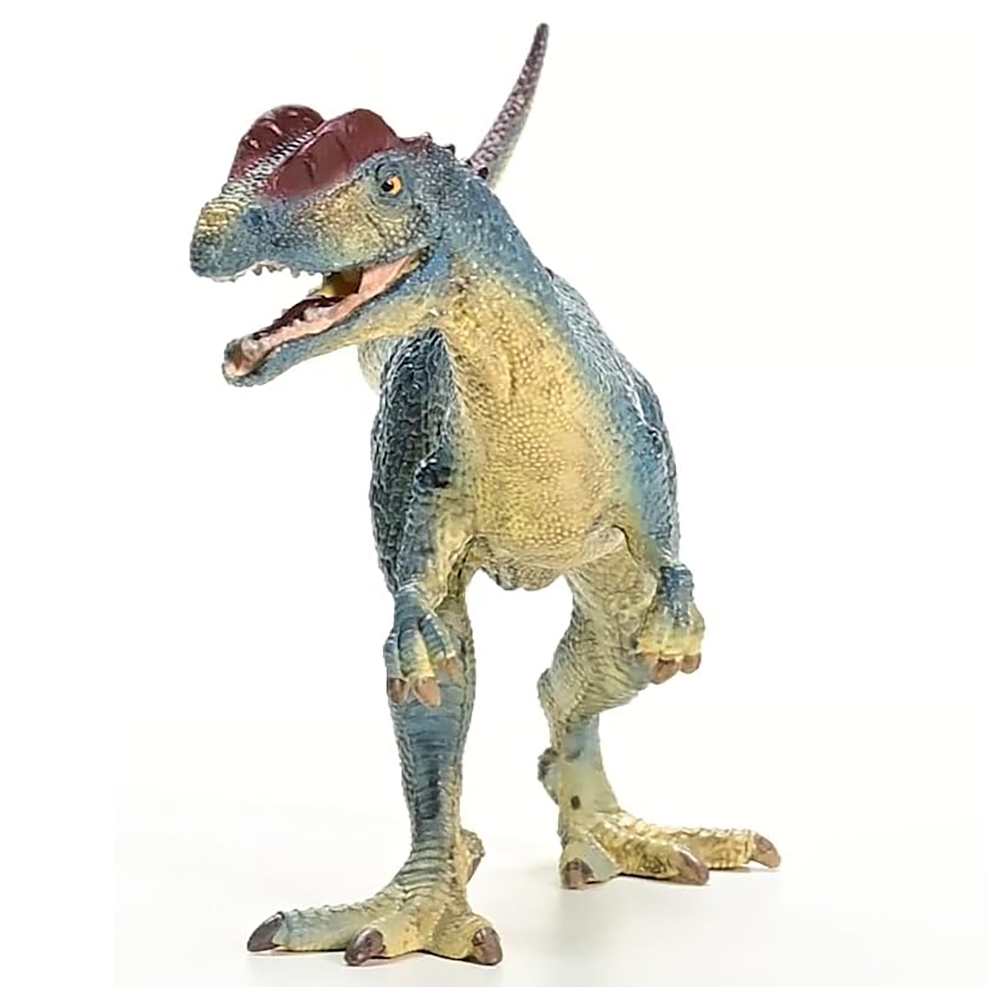 Alternative view of Schleich DINOSAURS 9" Dilophosaurus Figurine with Movable Jaw, Red-Blue