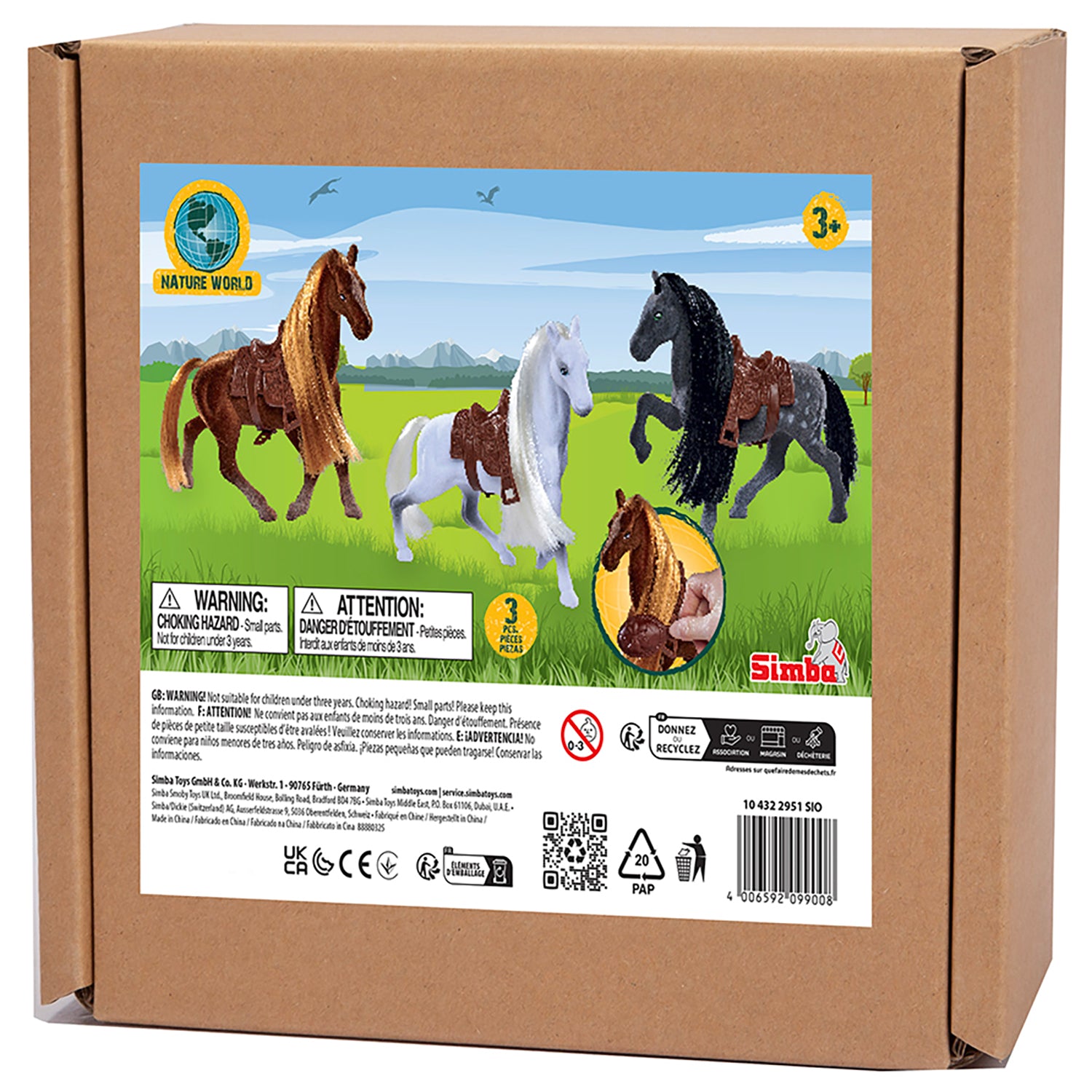 Alternative view of Simba Toys Flocked Horse Trio with Brushes and Saddles Set - Multicolor