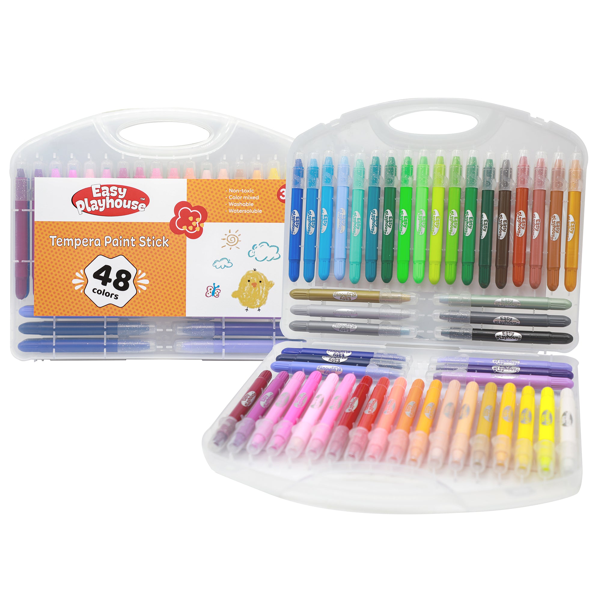 Easy Playhouse Vibrant Tempera Paint Sticks - 48pk, Non-Toxic