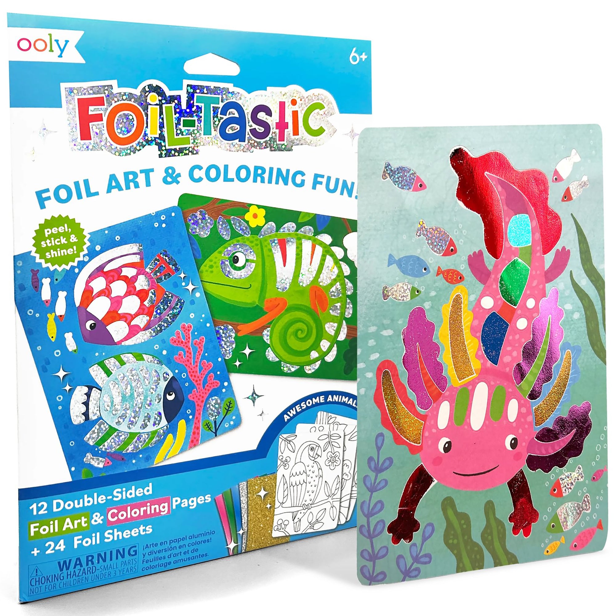 OOLY Awesome Animals Foil Art & Coloring Set - 12 Double-Sided Pages - Image 3