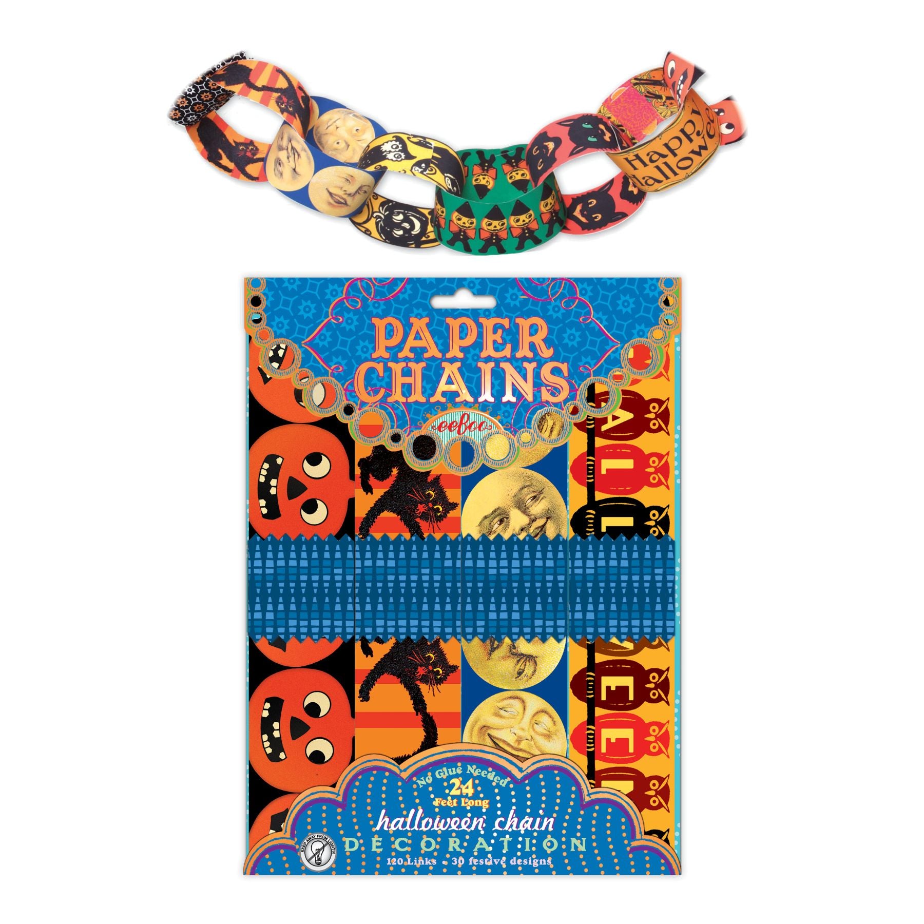eeBoo Vintage Halloween 120-Link Paper Chain Decoration Kit