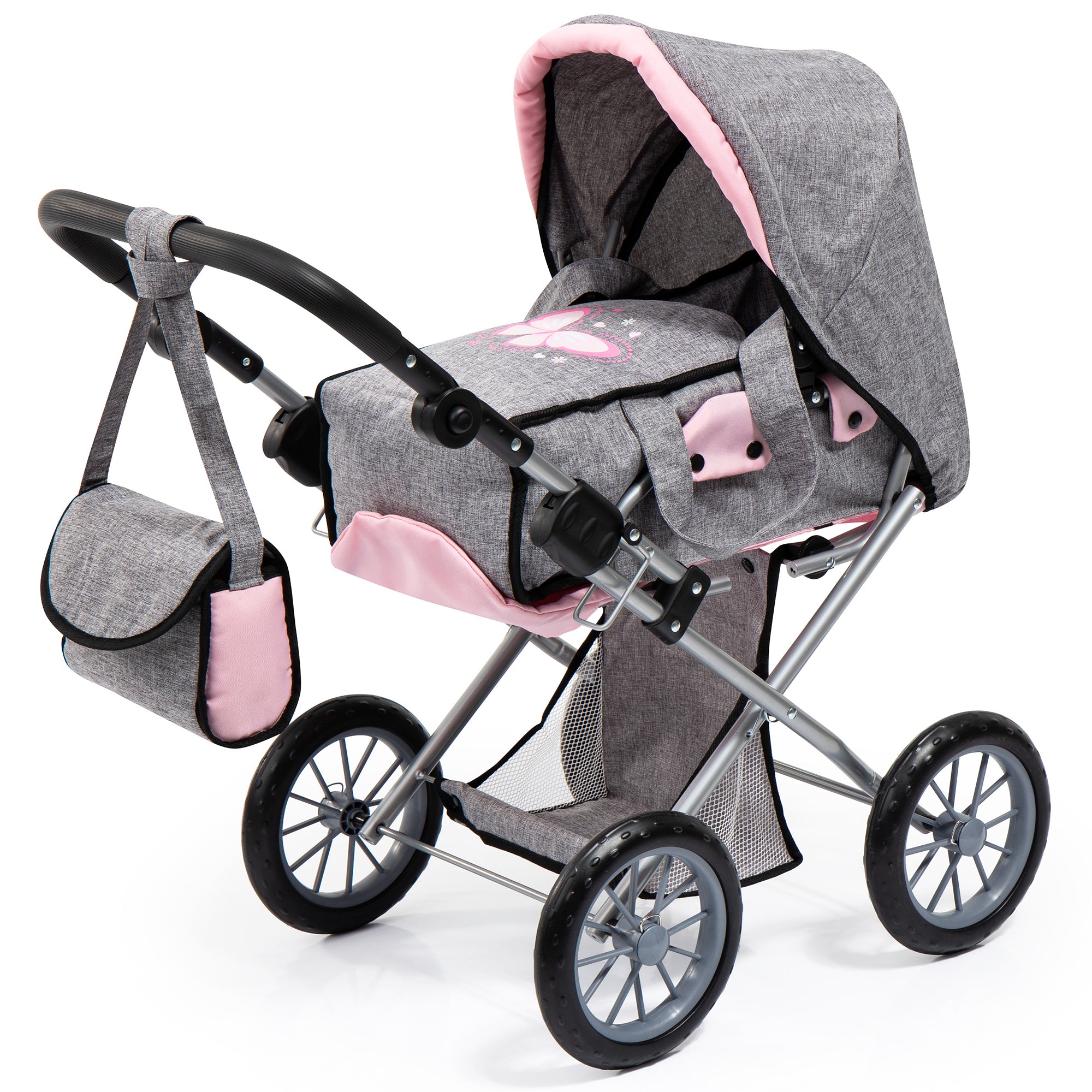Bayer Design City Star Doll Pram, Convertible Stroller for Dolls Up to 18 Inches