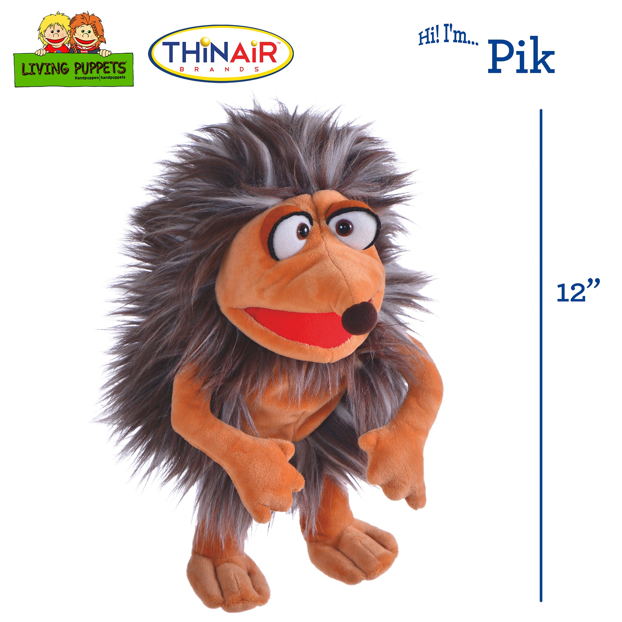 Alternative view of Living Puppets Handmade Pik The Hedgehog - 12" Plush Hand Puppet