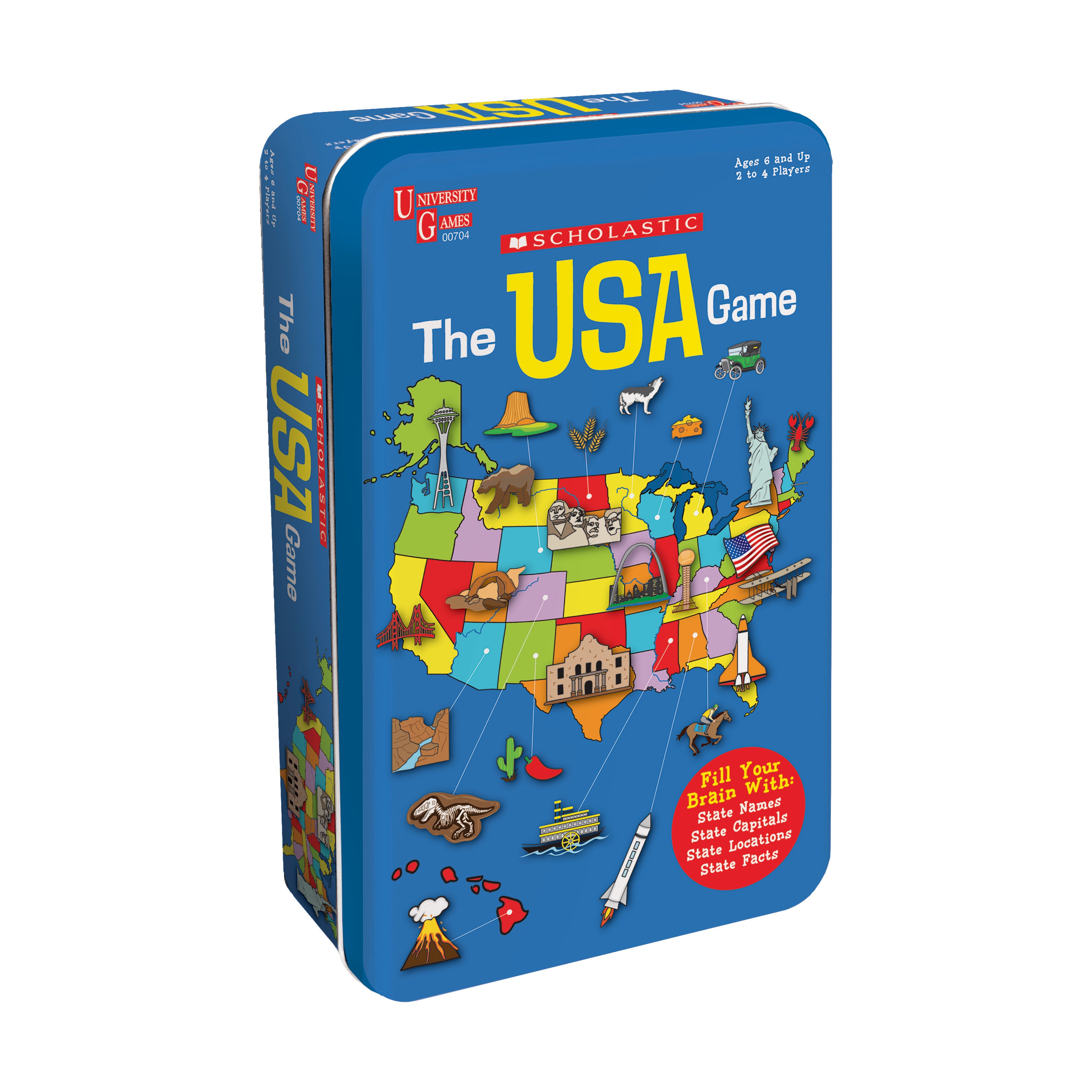 Scholastic USA Geography Showdown - Educational Card Game in a Tin
