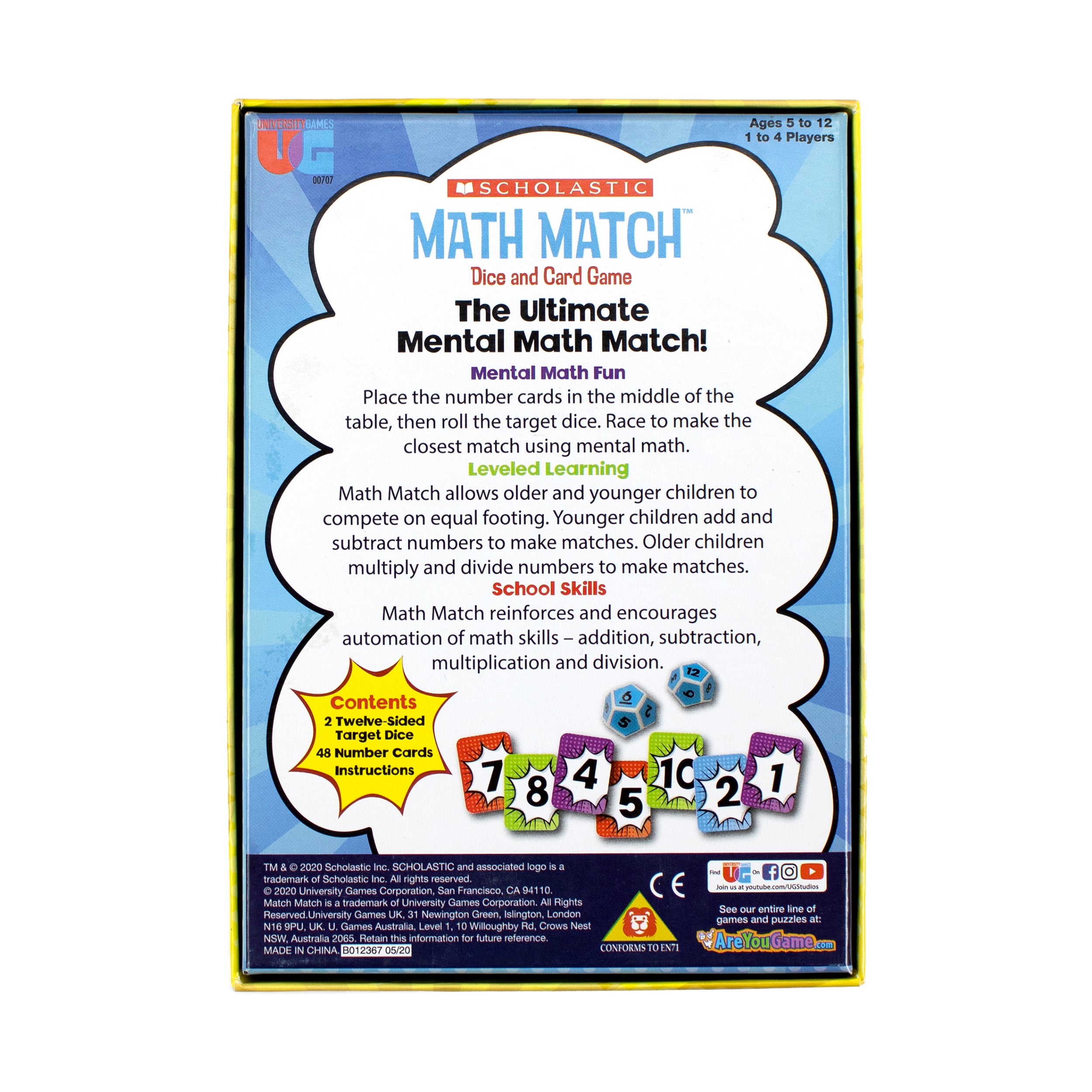 Alternative view of Scholastic Math Match Dice and Card Game - Educational Fun for Ages 6+