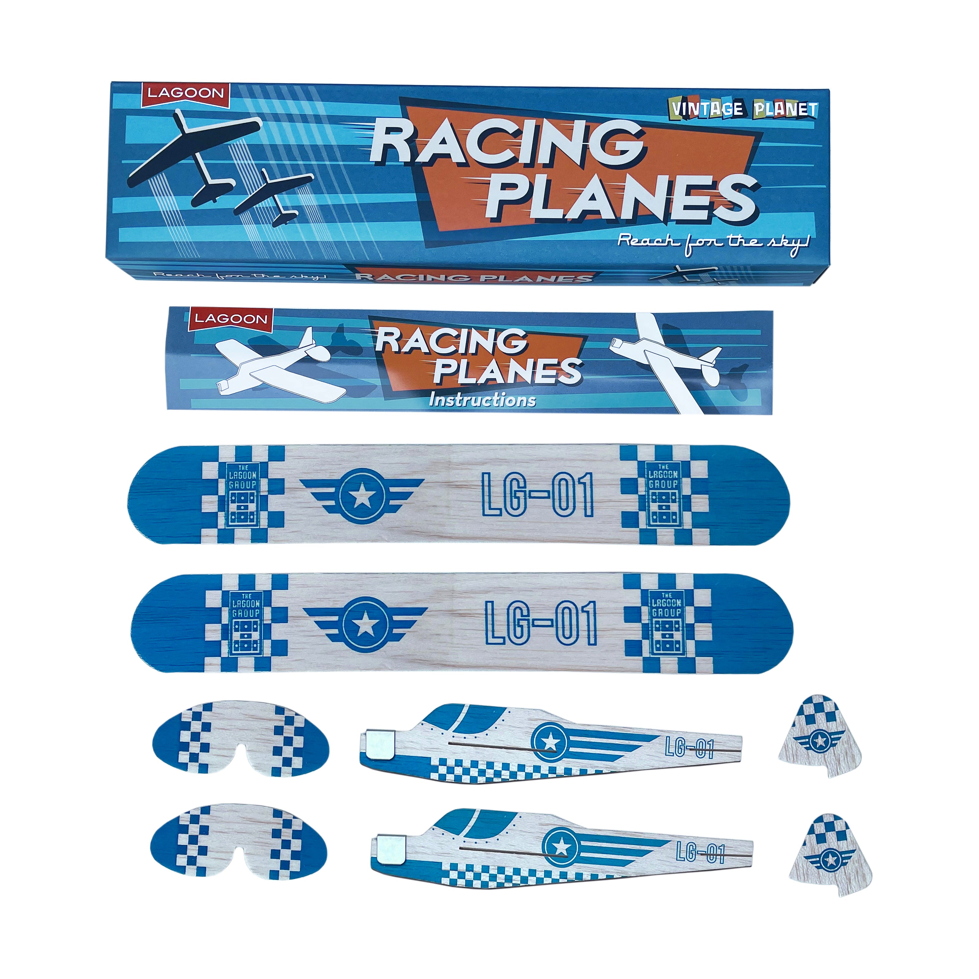 Alternative view of Vintage Planet Balsa Wood Racing Planes Set