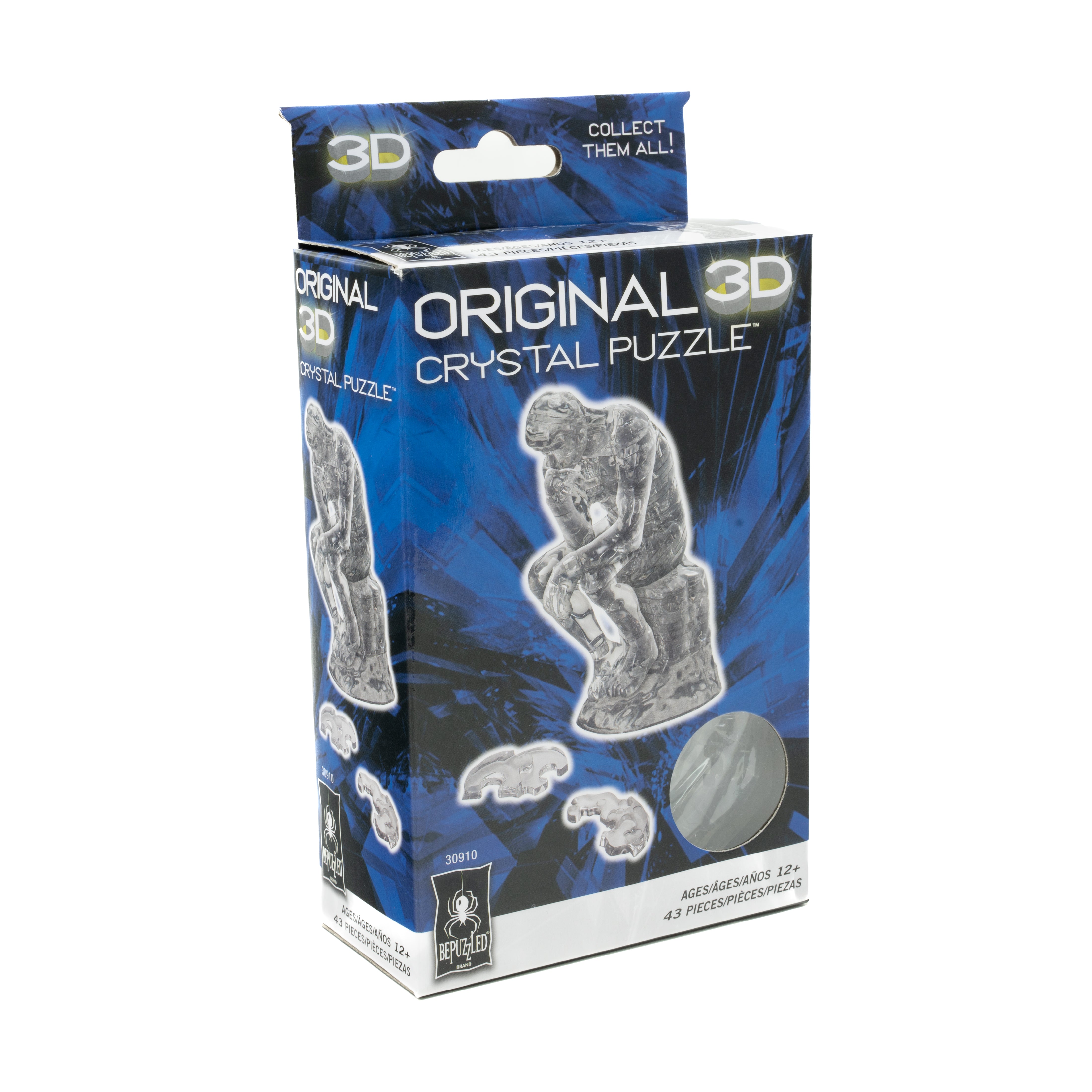 Alternative view of 3D Crystal Puzzle - The Thinker (Clear): 43 Pcs
