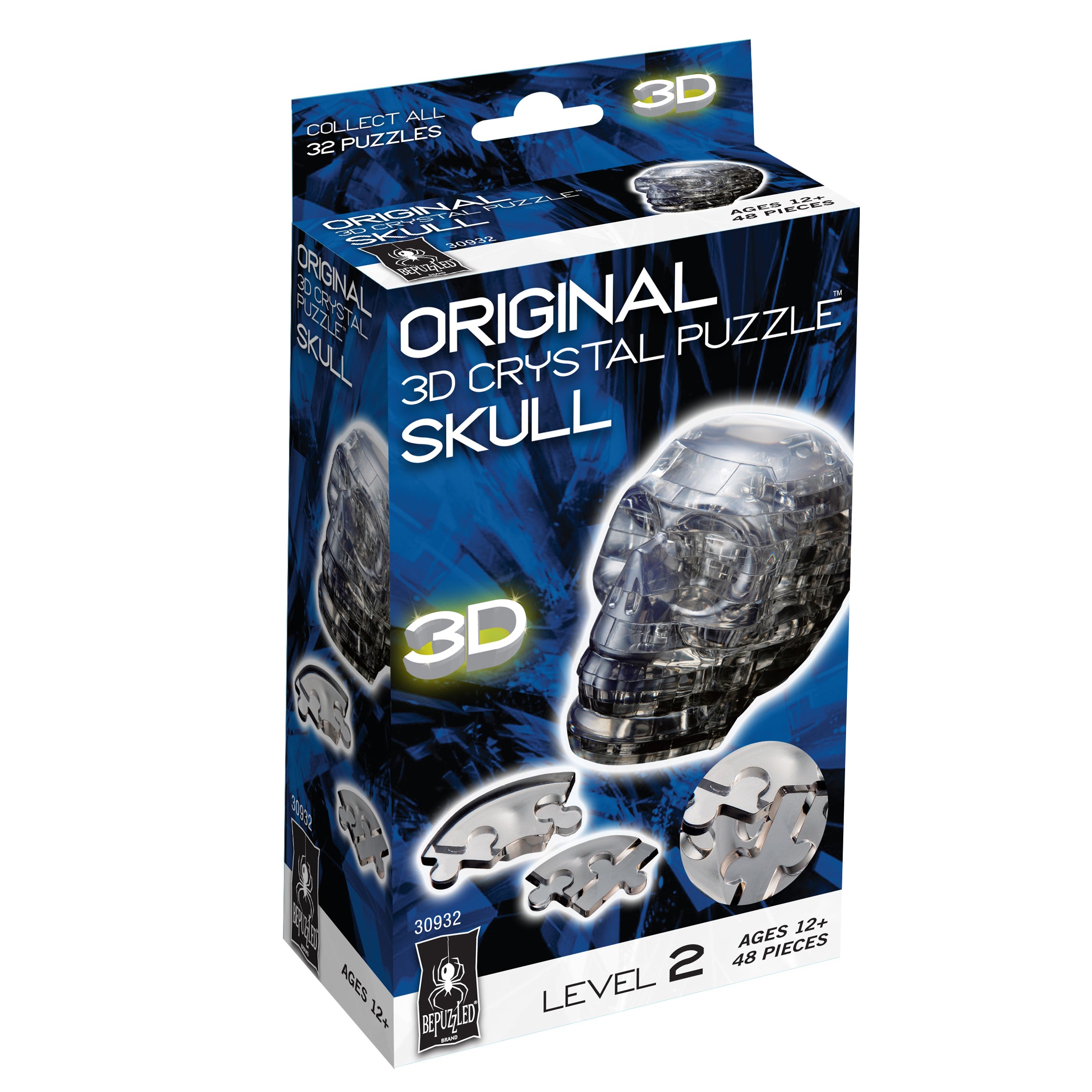 Alternative view of BePuzzled Black Skull 3D Crystal Puzzle - Enigmatic 48-Piece Challenge