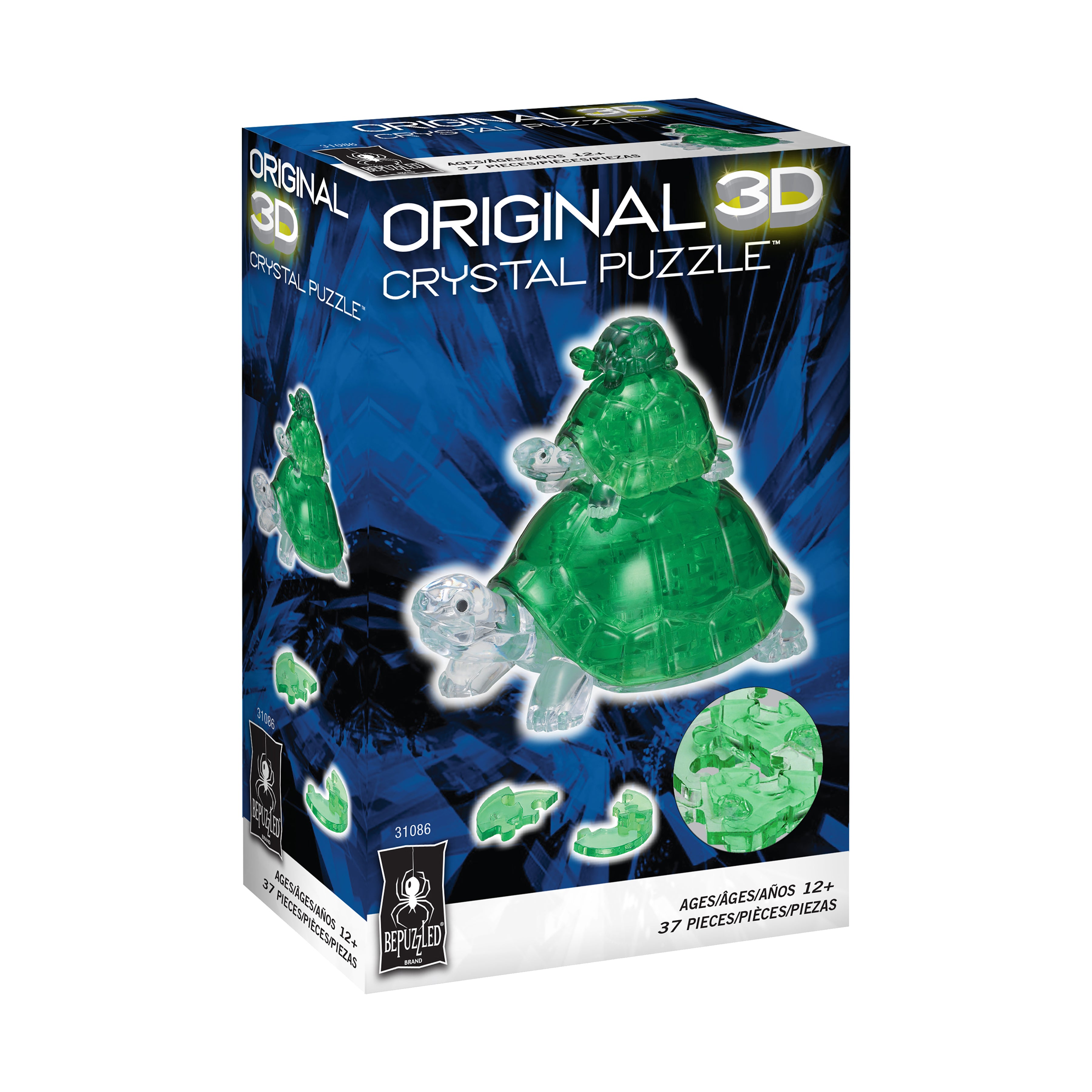 Alternative view of 3D Crystal Puzzle - Turtles, Translucent Green - 37 pcs