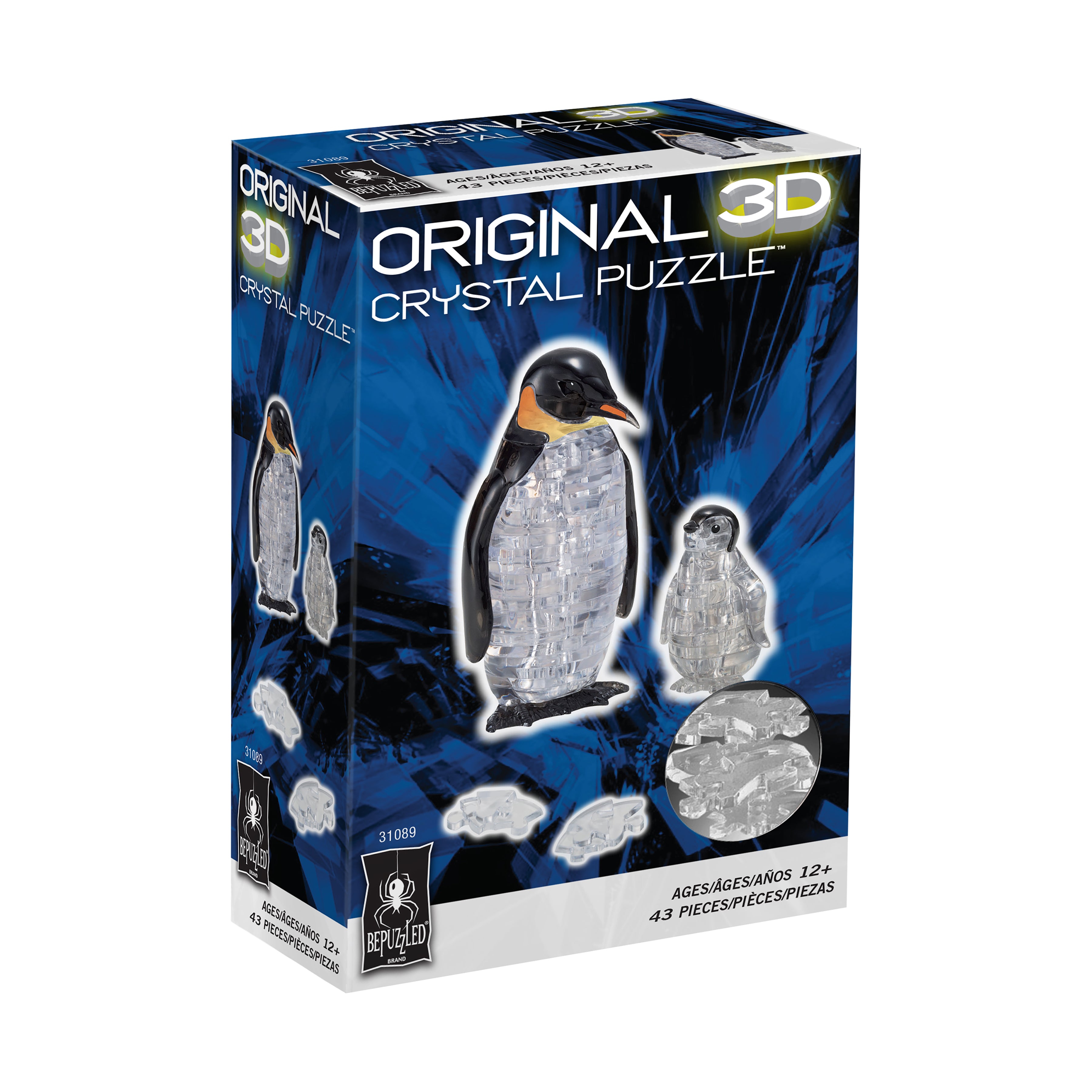 Alternative view of 3D Crystal Puzzle - Penguin and Baby: Challenging 43-Piece Set